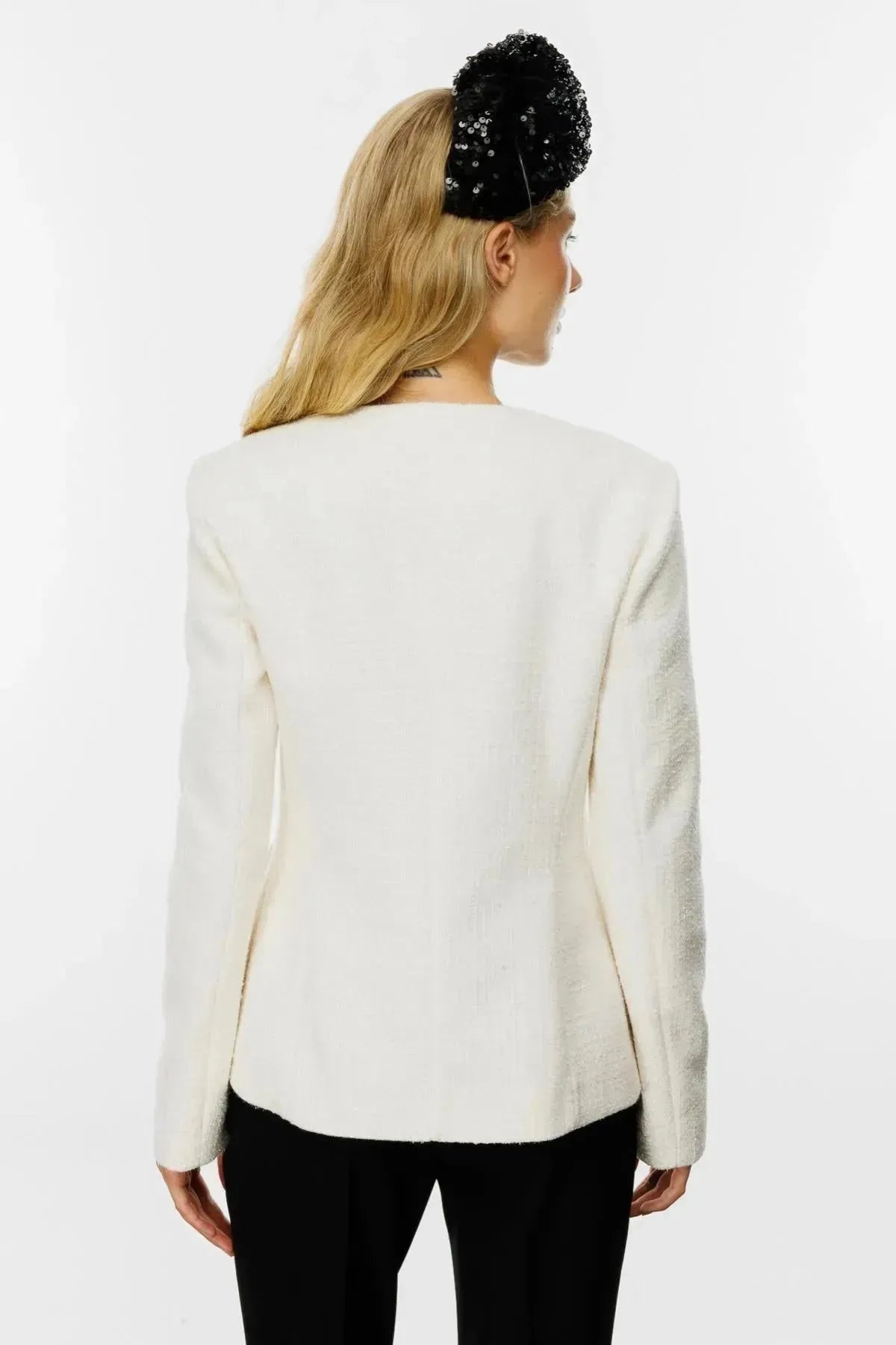 Rose Brooch Jacket with Metal Buttons