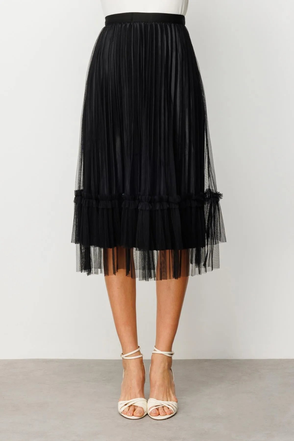 Pleated Skirt with Tulle Detail