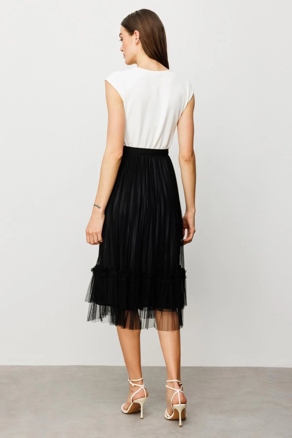Pleated Skirt with Tulle Detail