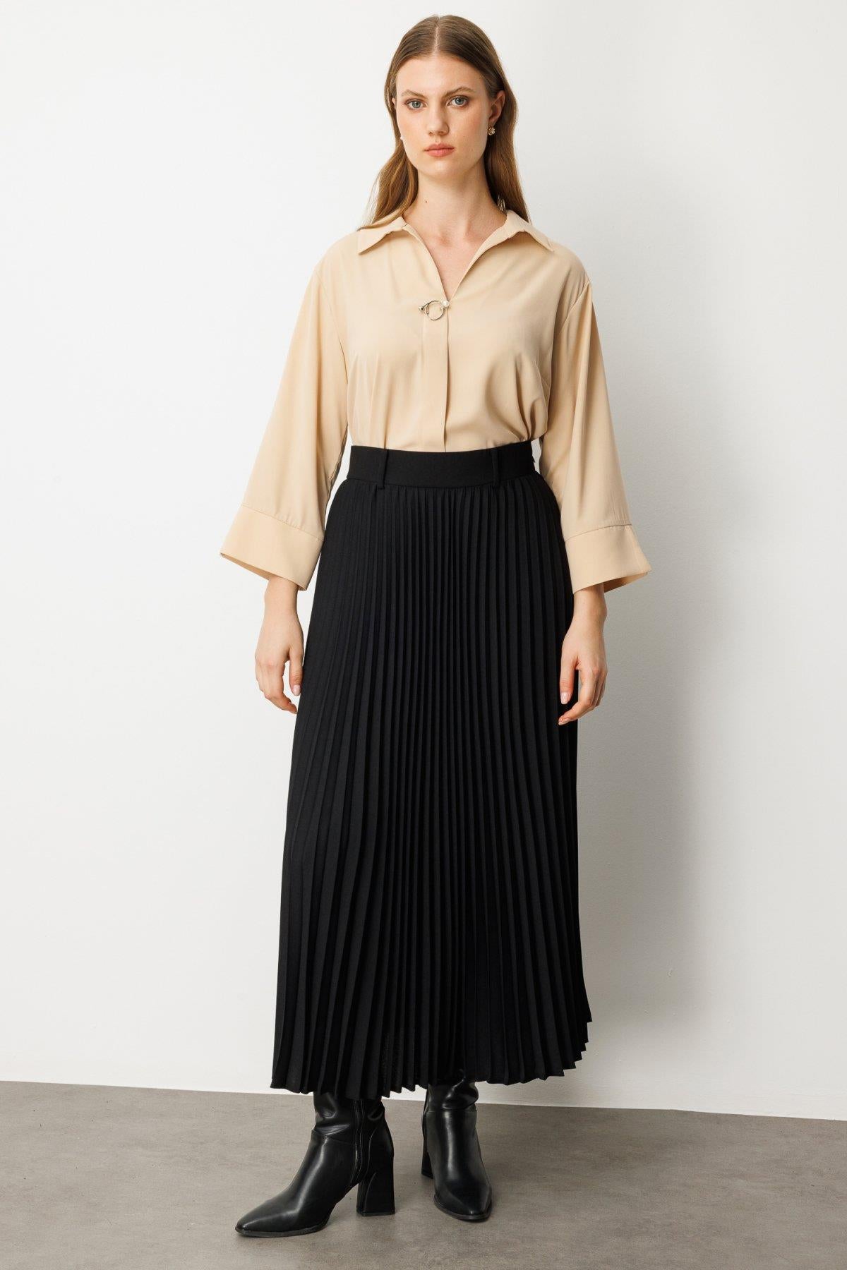 Piliseli Maksi Boy Büyük Beden Etek