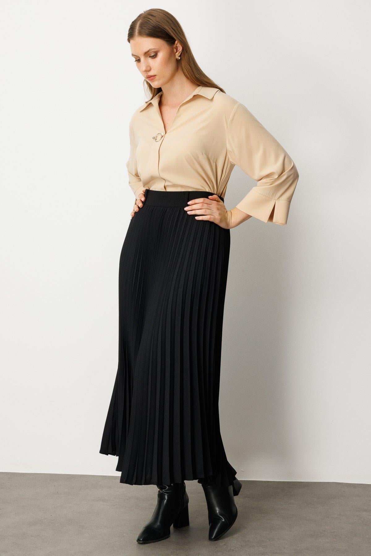 Piliseli Maksi Boy Büyük Beden Etek