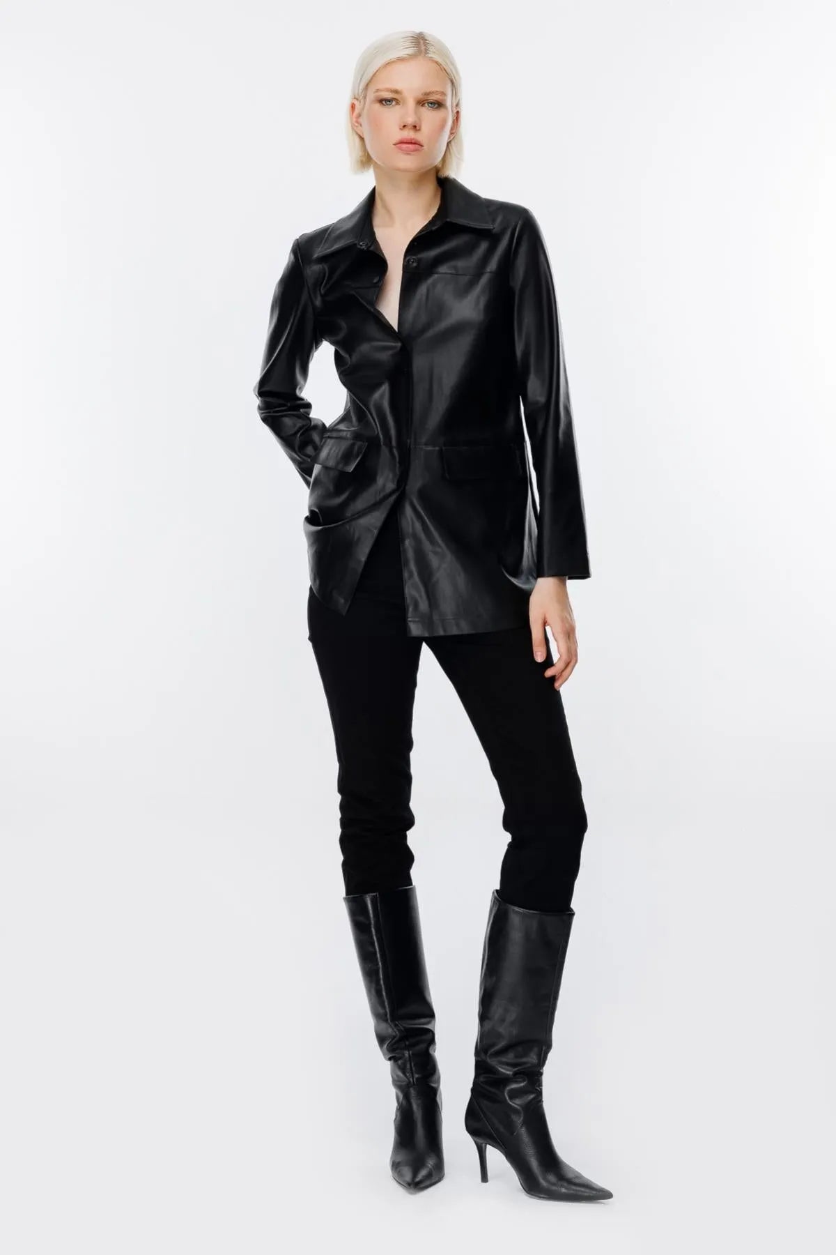 Leather Tunic with Flap Pocket