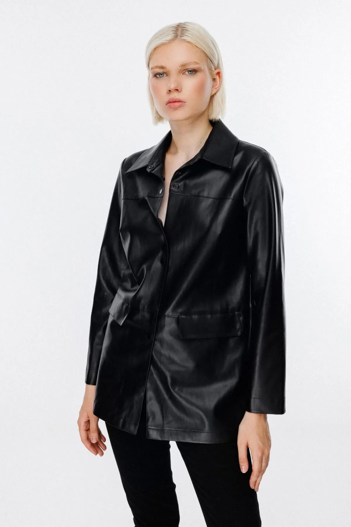 Leather Tunic with Flap Pocket