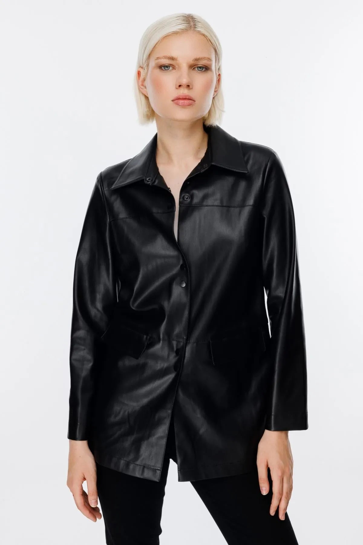 Leather Tunic with Flap Pocket