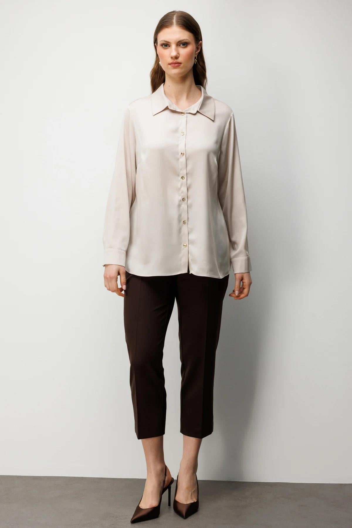 Saten Görünümlü Büyük Beden Gömlek