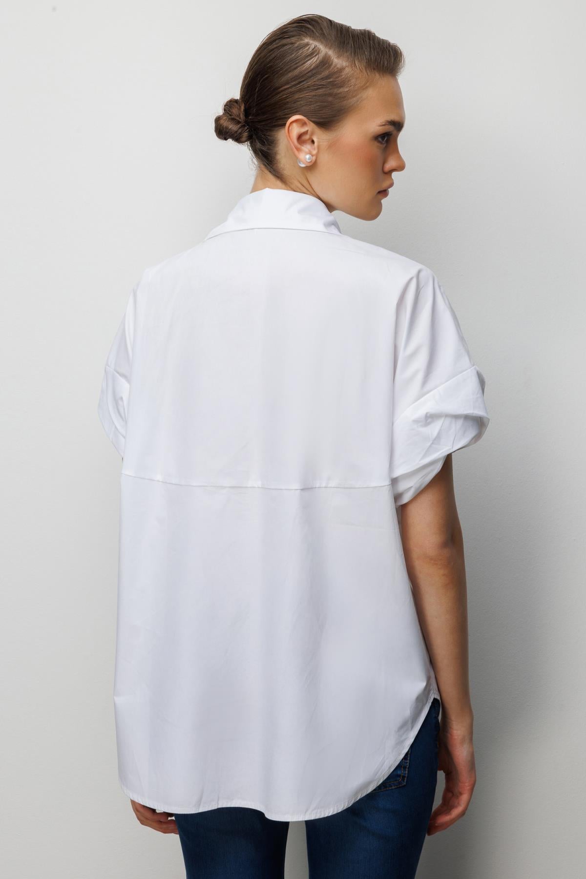 Boncuk İşlemeli Balon Kol Bluz