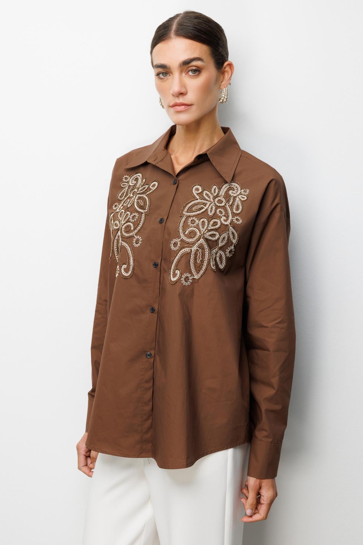 Embroidered Long-Sleeved Shirt