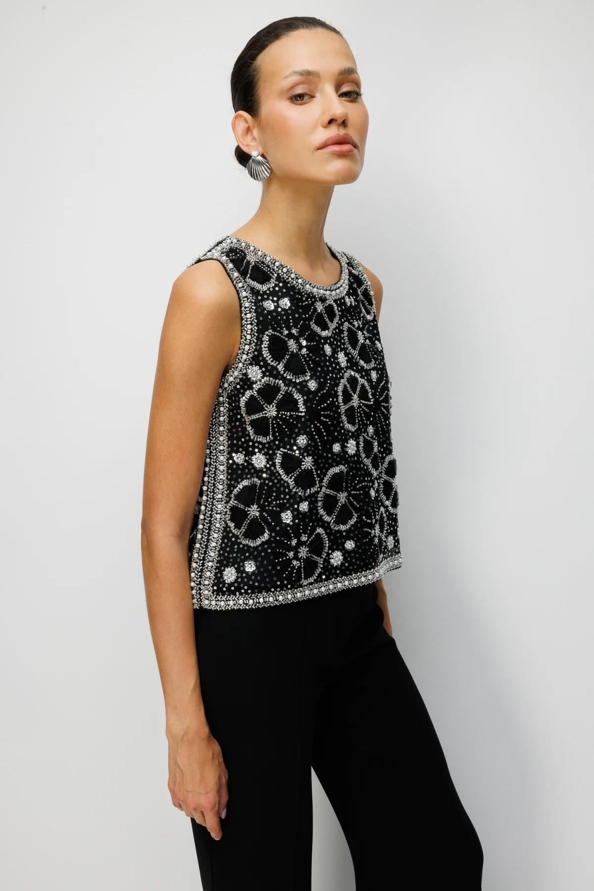 Sequin and Stone Embellished Blouse