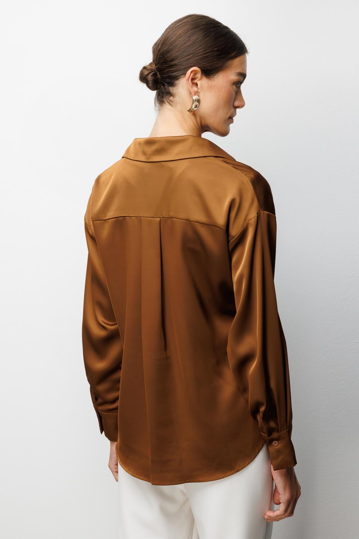 Wrap Neckline Lace-up Blouse 