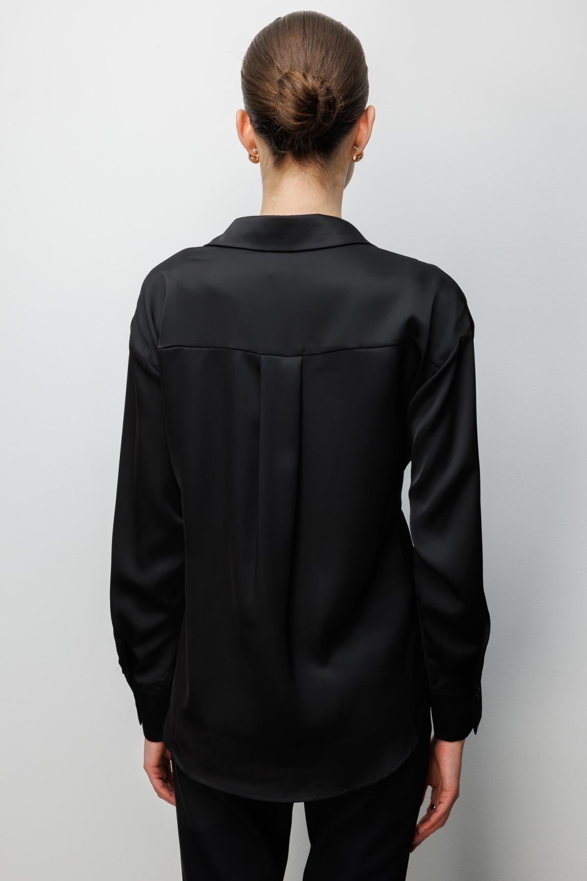 Wrap Neckline Lace-up Blouse 