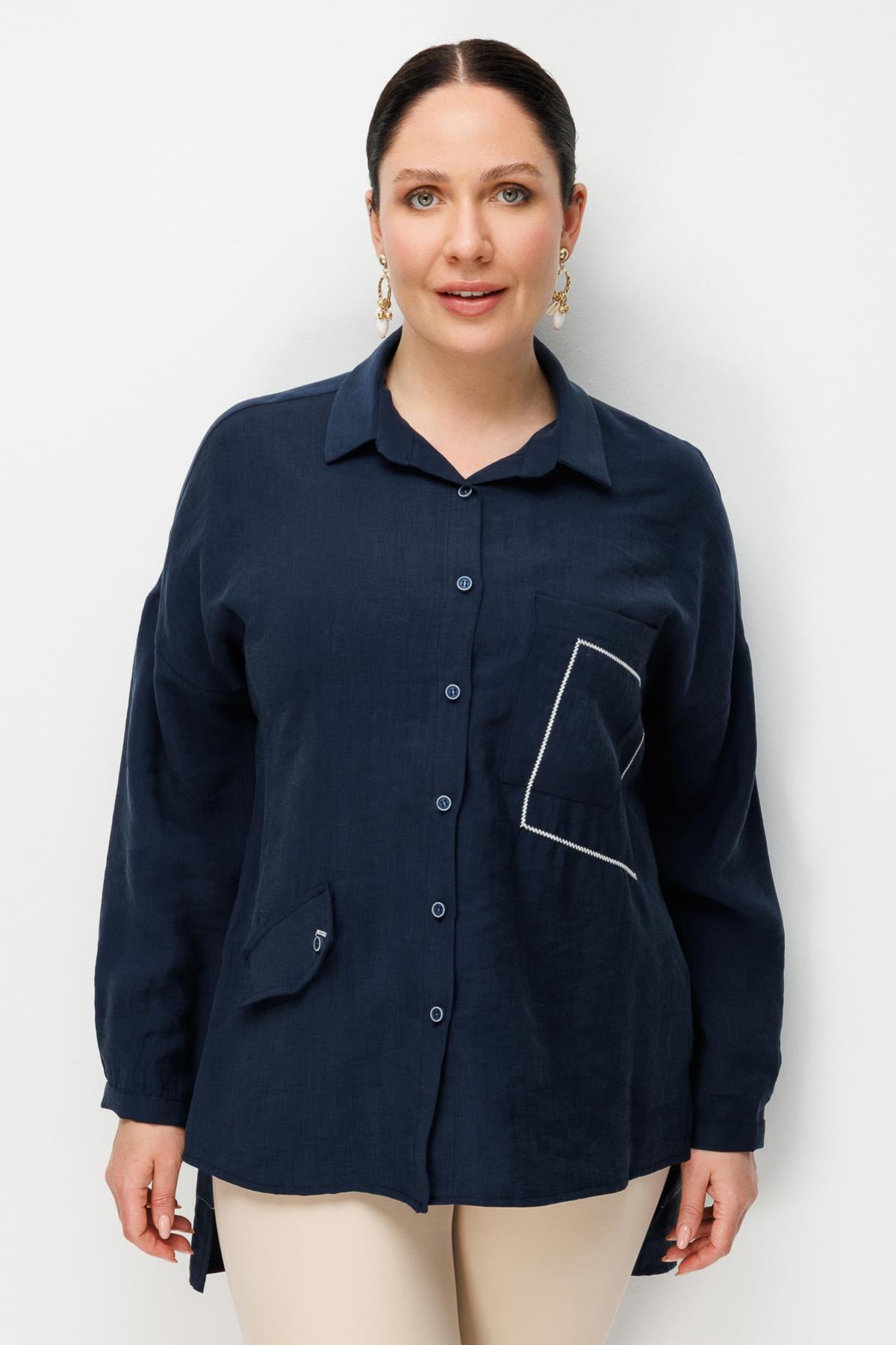 Plus Size Shirt with Pocket Detail