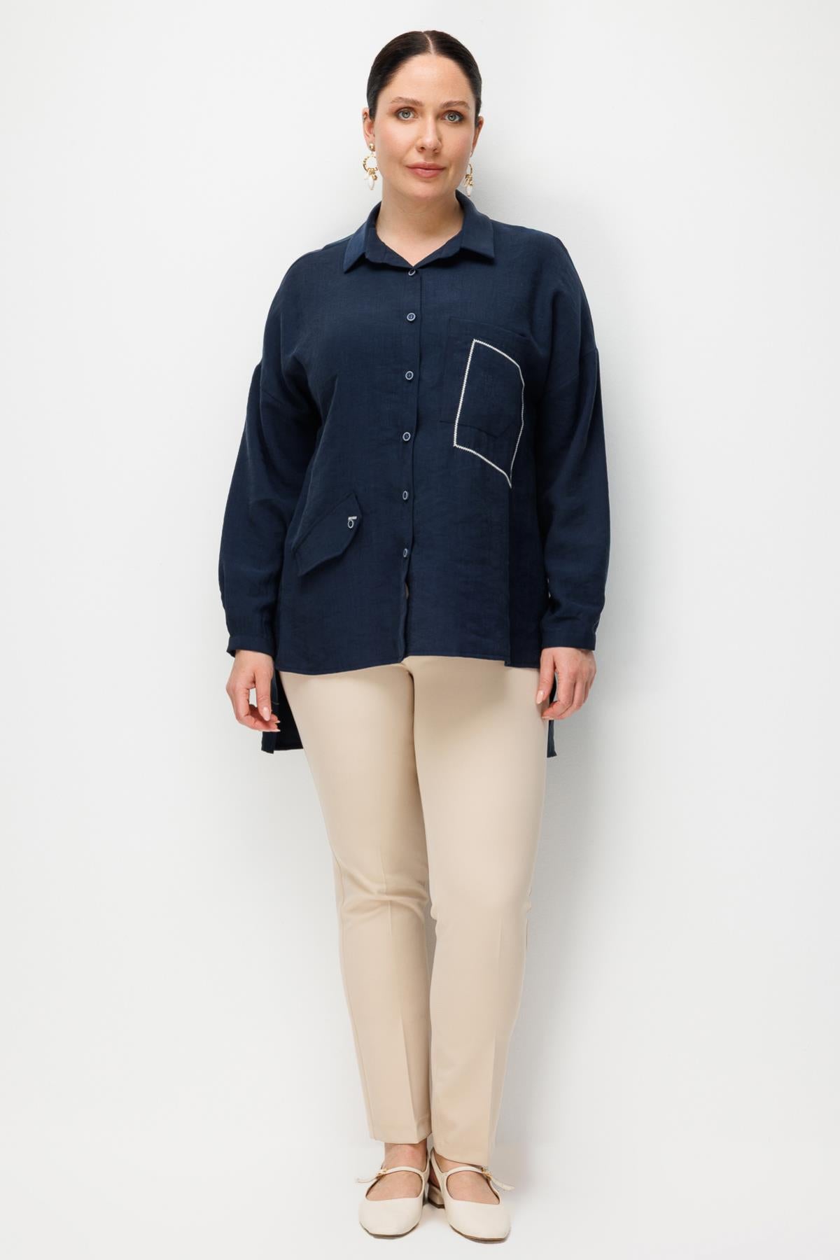 Plus Size Shirt with Pocket Detail