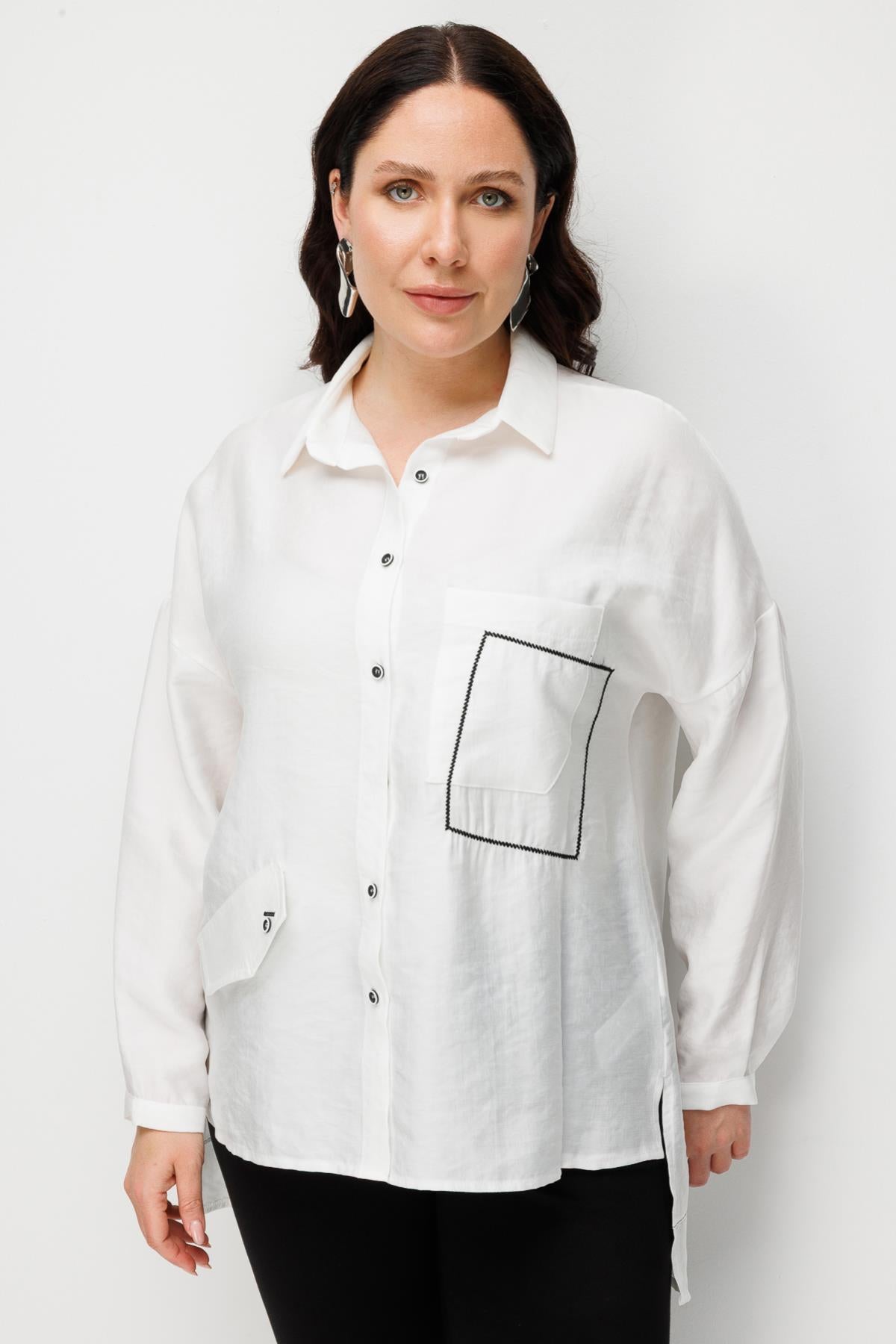 Plus Size Shirt with Pocket Detail