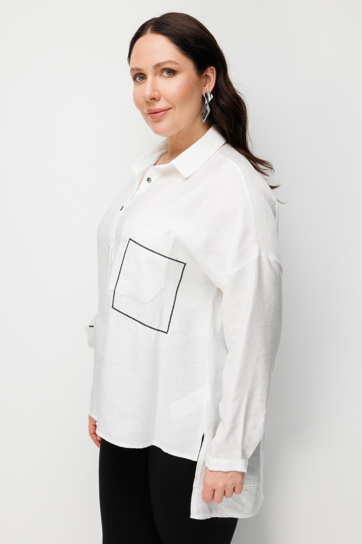 Plus Size Shirt with Pocket Detail