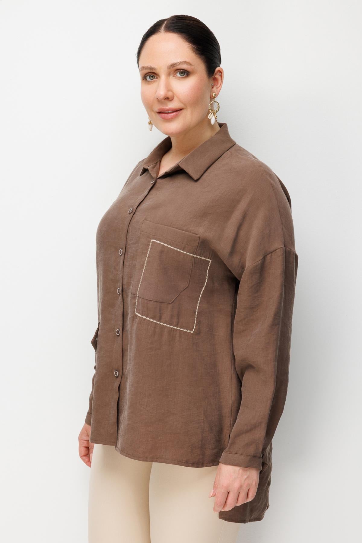 Plus Size Shirt with Pocket Detail