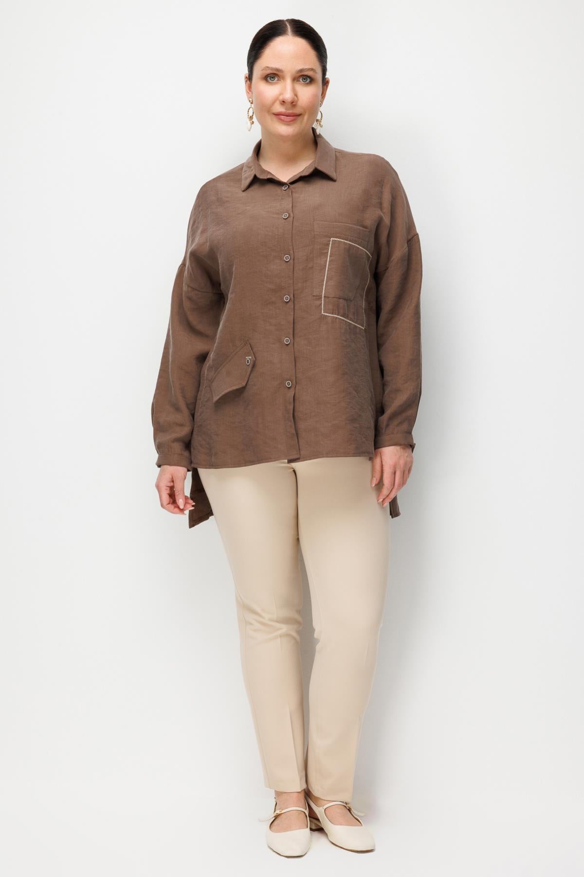 Plus Size Shirt with Pocket Detail