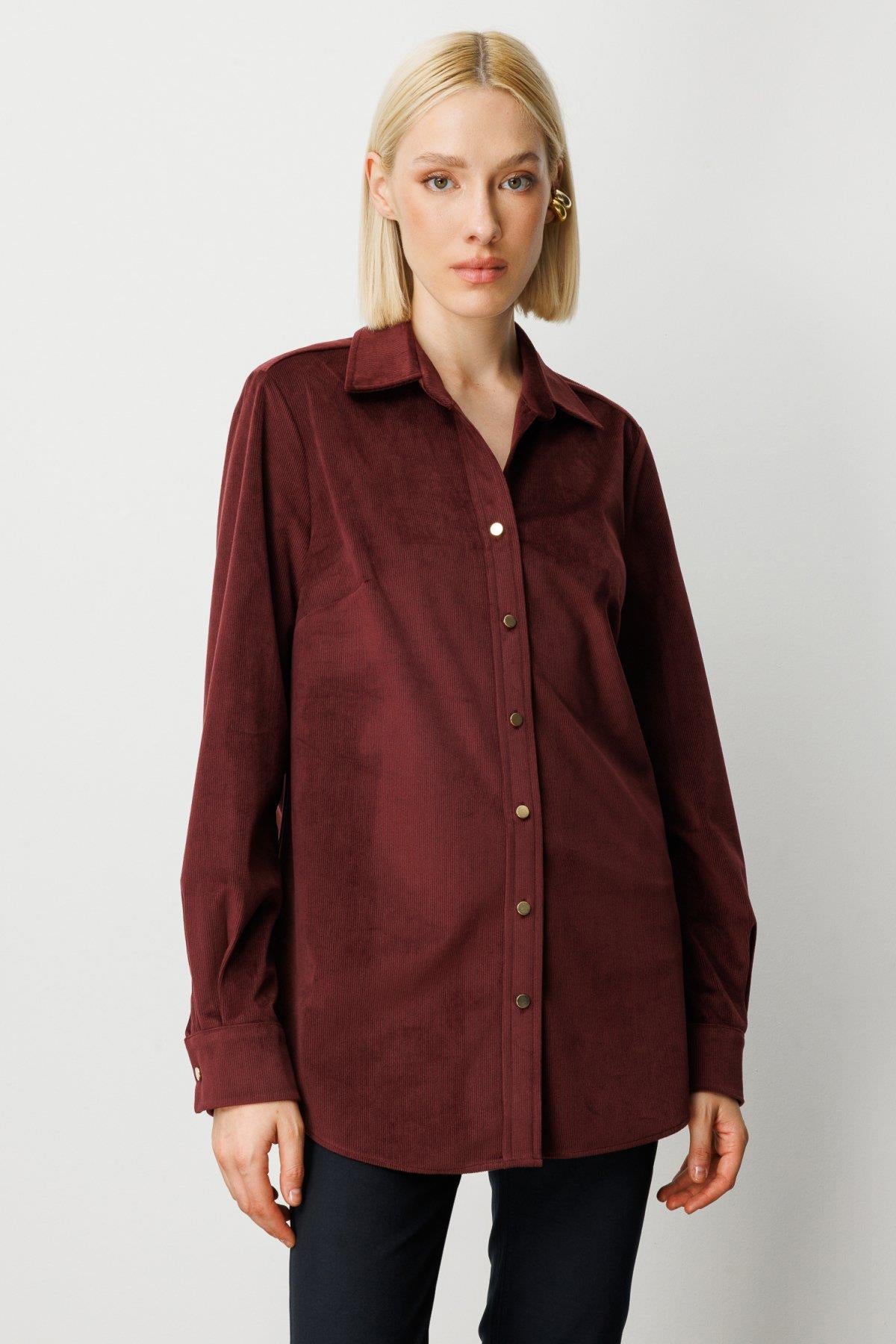 İnce Fitilli Kadife Gömlek