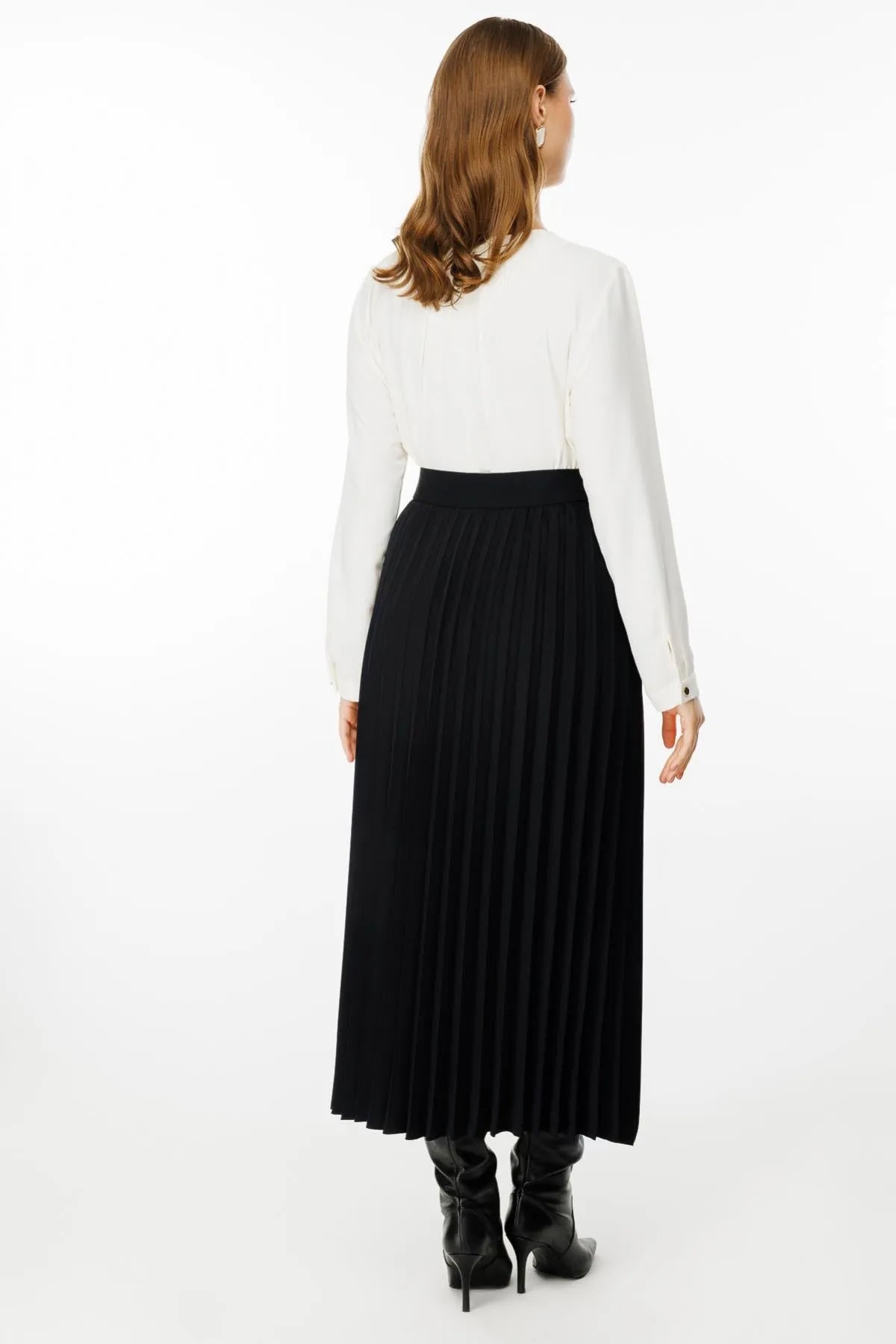 Maxi Length Pleated Plus Size Skirt