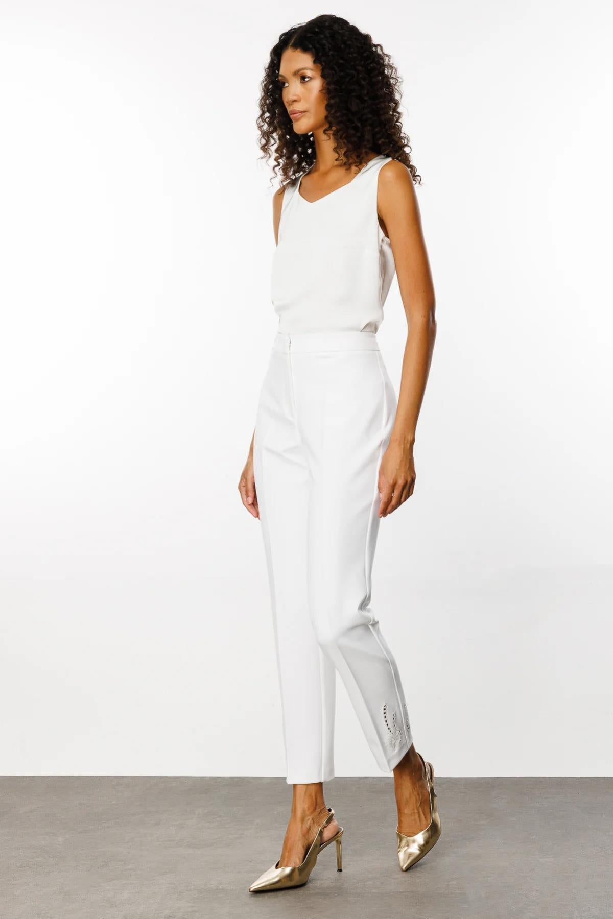 Trousers with Embroidered Legs