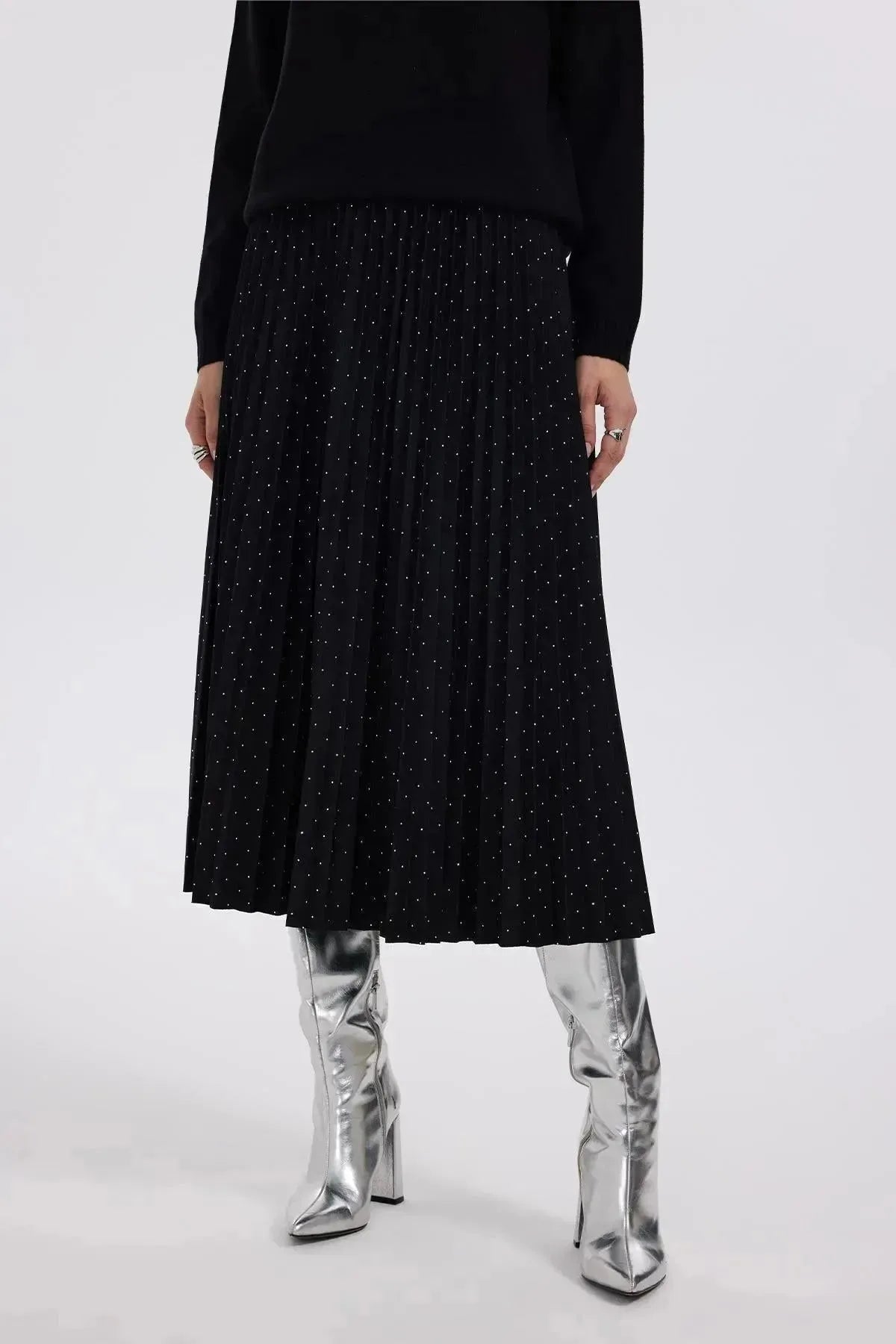 Stoned Pleated Skirt