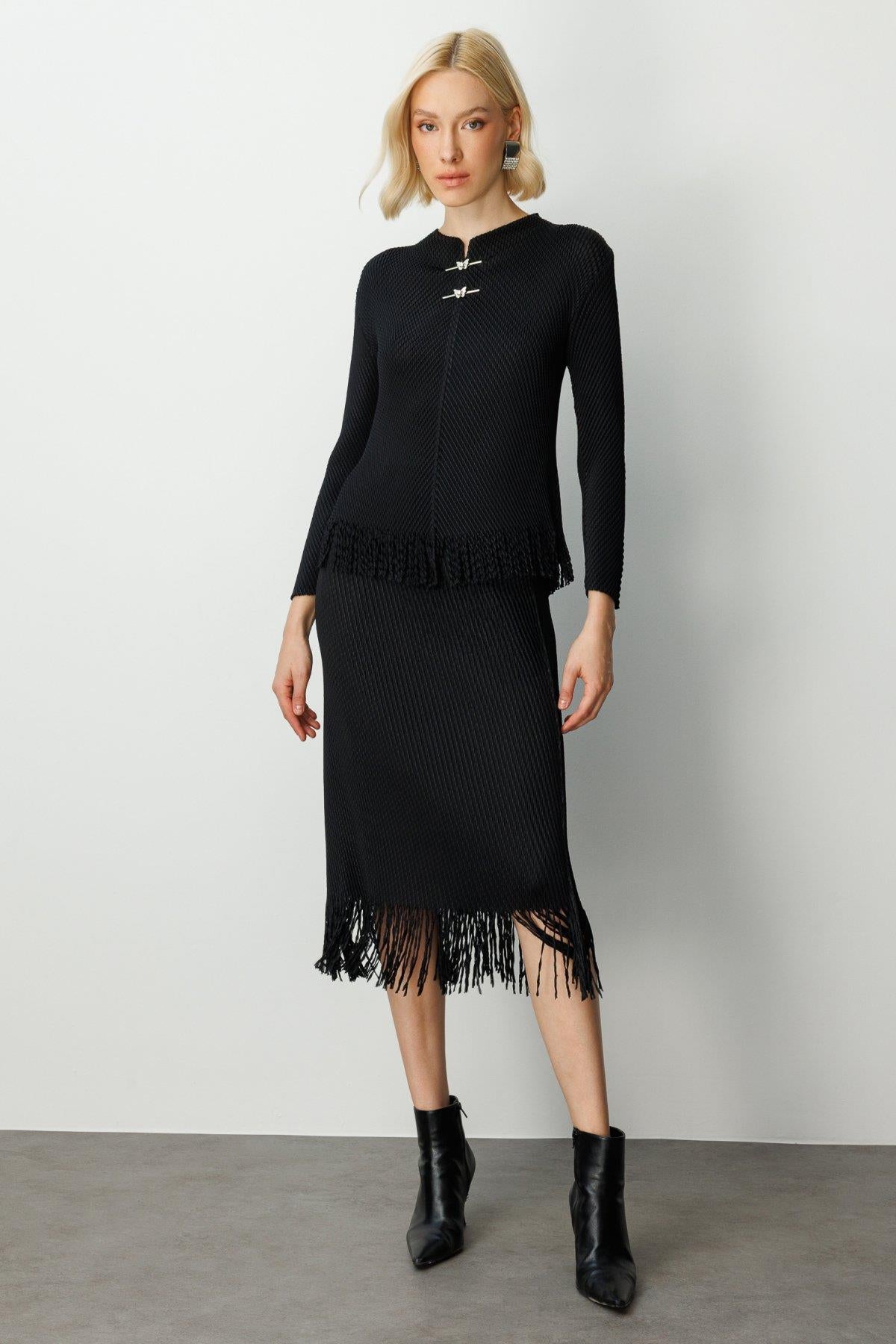 Tassel Blouse with Butterfly Accessories