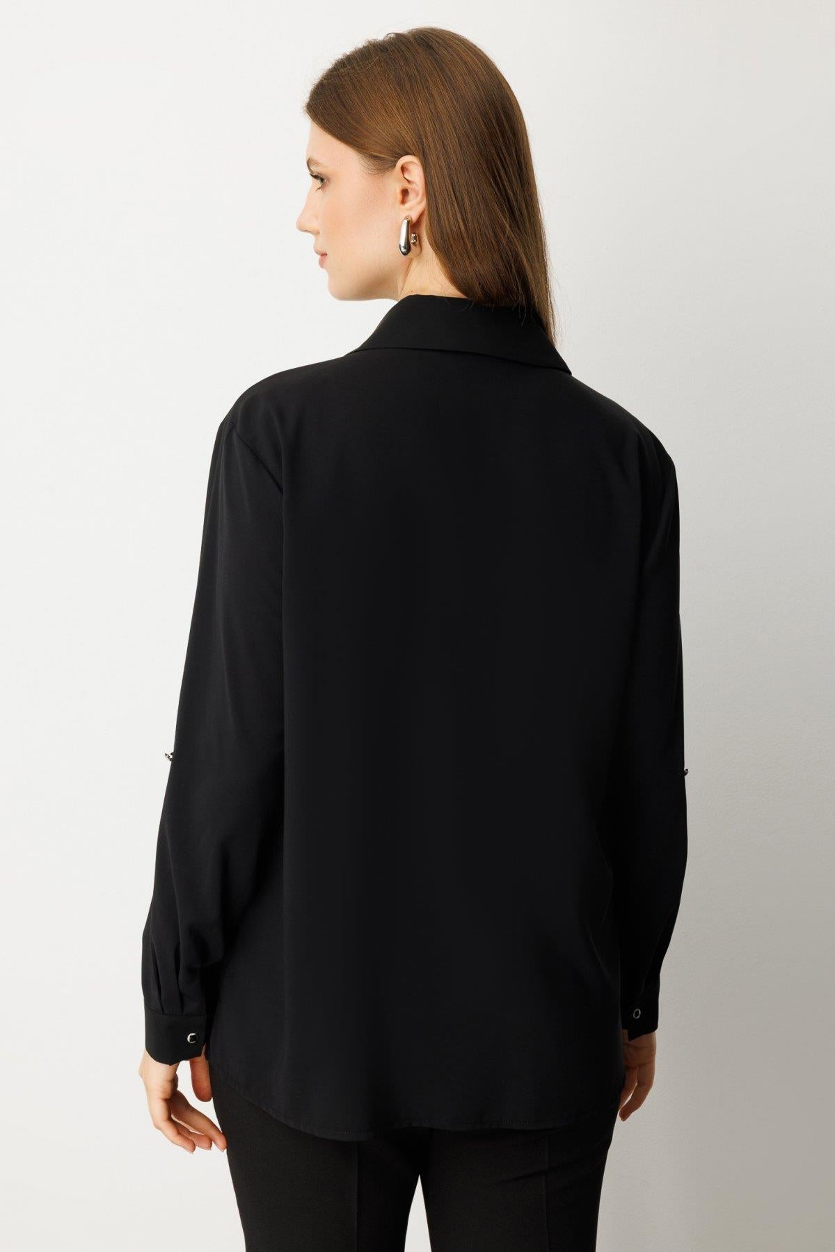 Önü Taşlı Boncuklu Büyük Beden Bluz