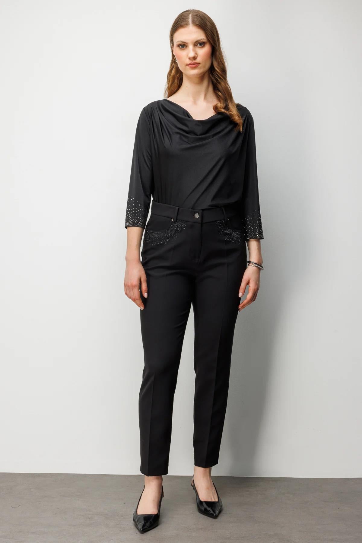 Cep Taş İşlemeli Dar Paça Büyük Beden Pantolon