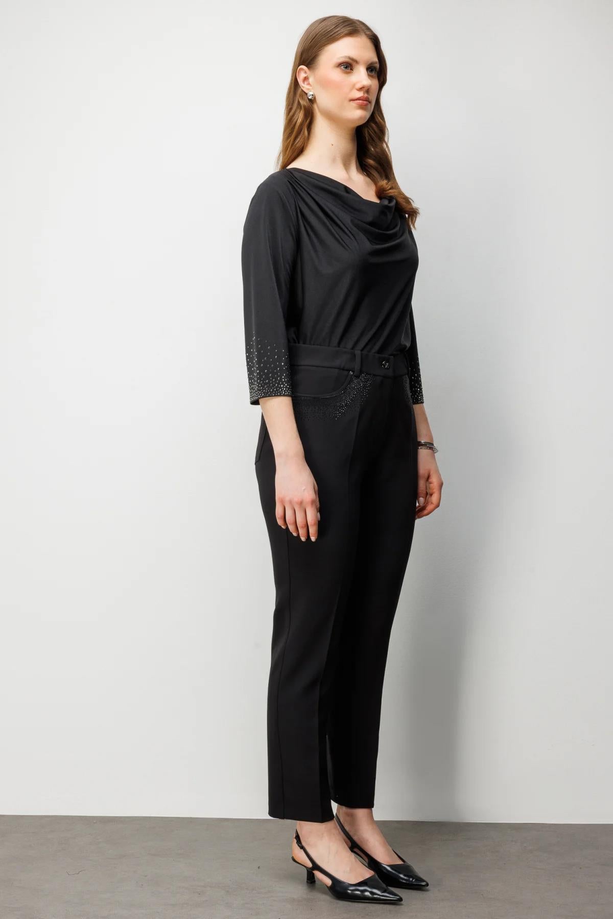 Cep Taş İşlemeli Dar Paça Büyük Beden Pantolon