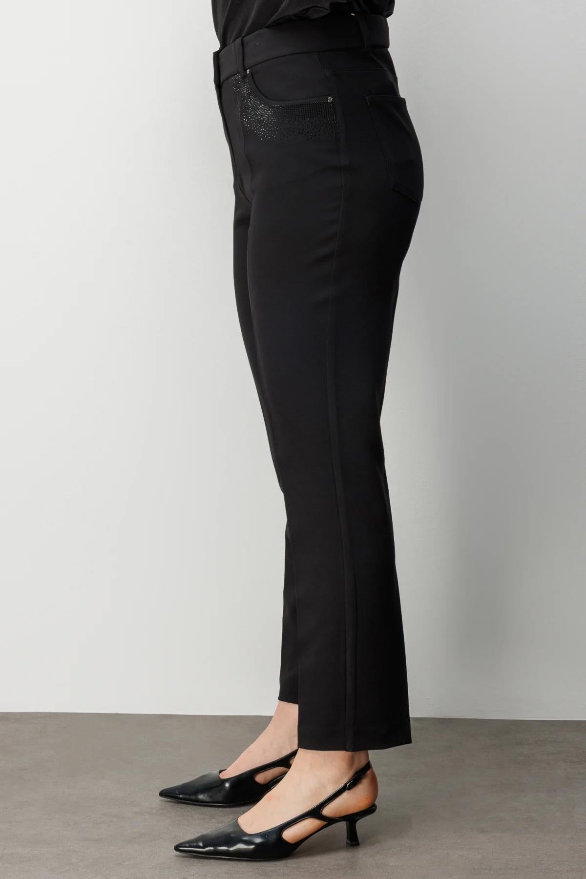 Cep Taş İşlemeli Dar Paça Büyük Beden Pantolon