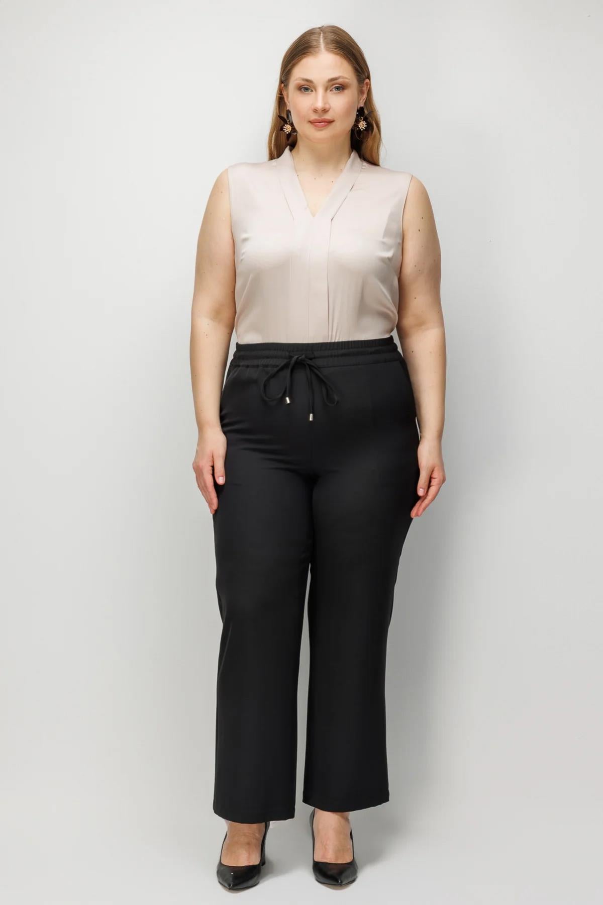 Beli Bağcıklı Büyük Beden Pantolon