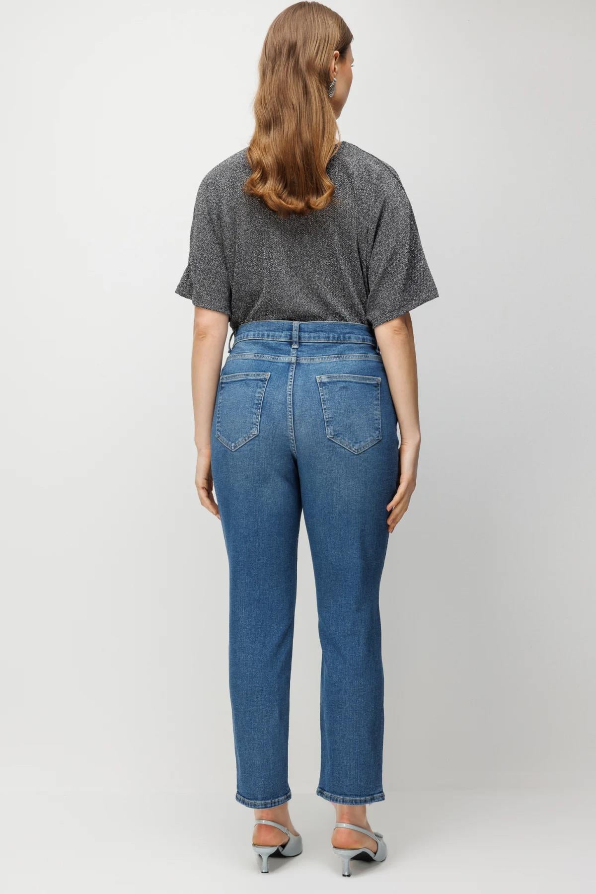 Taş Detaylı Dar Paça Büyük Beden Kot Pantolon