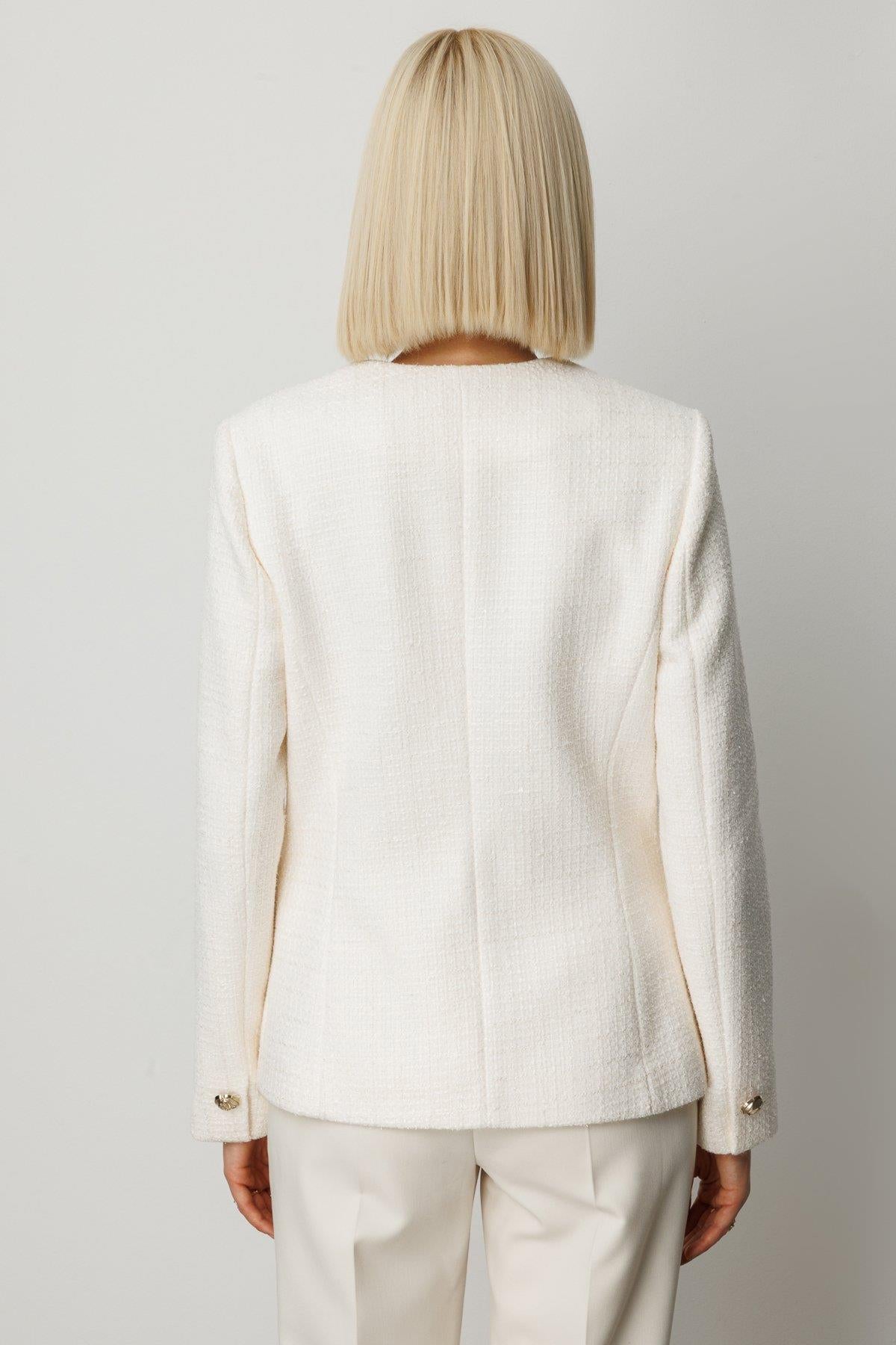 Metal Buttoned Short Jacket with Flap Pockets