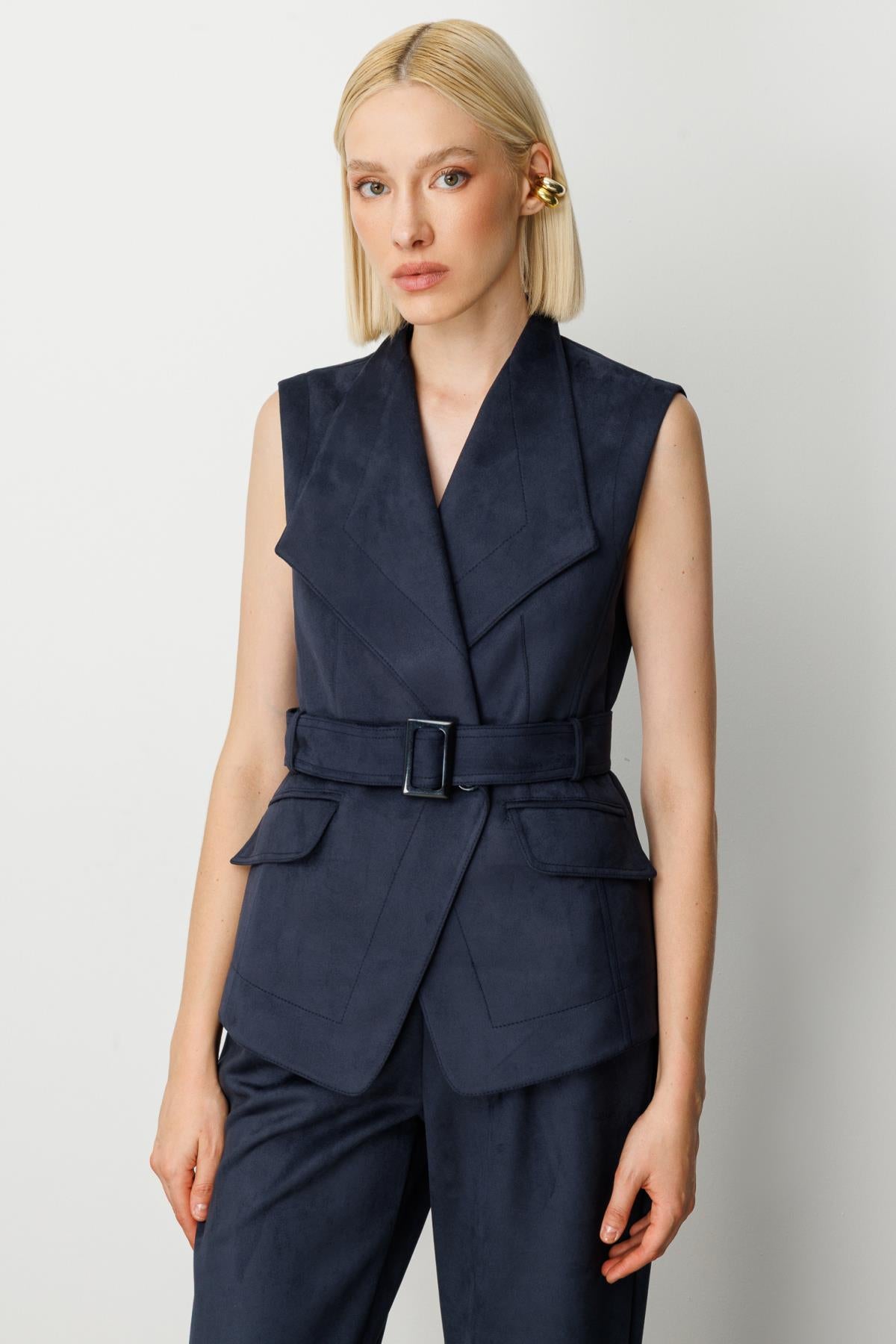 Beli Kemerli Kapak Cepli Yelek