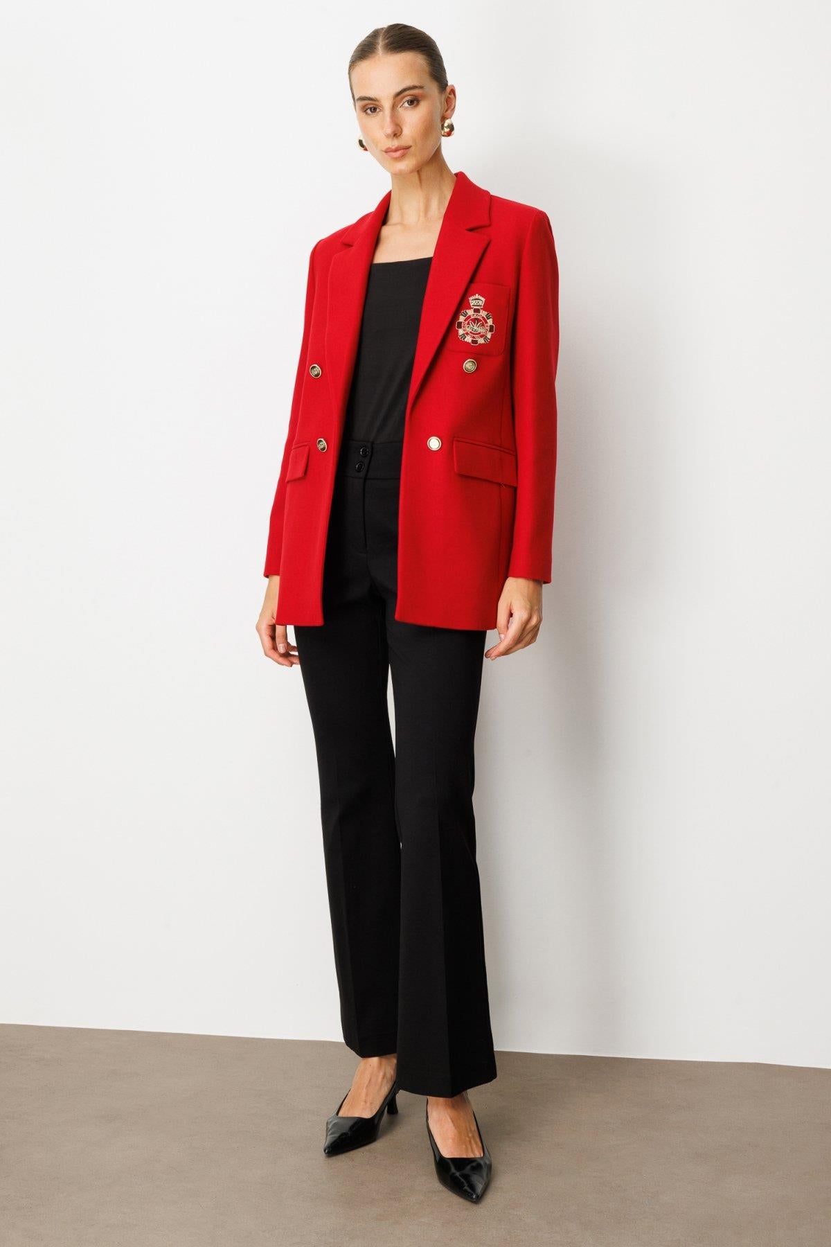 Front Emblem Flap Pocket Cashmere Jacket