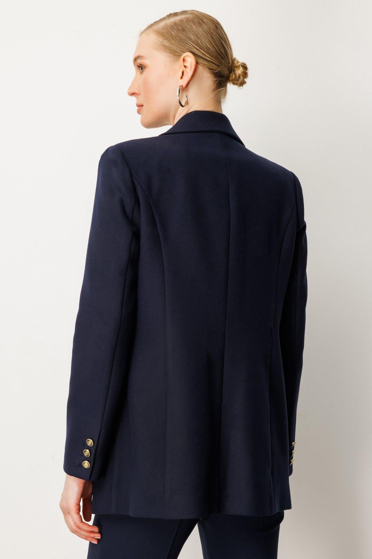 Front Emblem Flap Pocket Cashmere Jacket