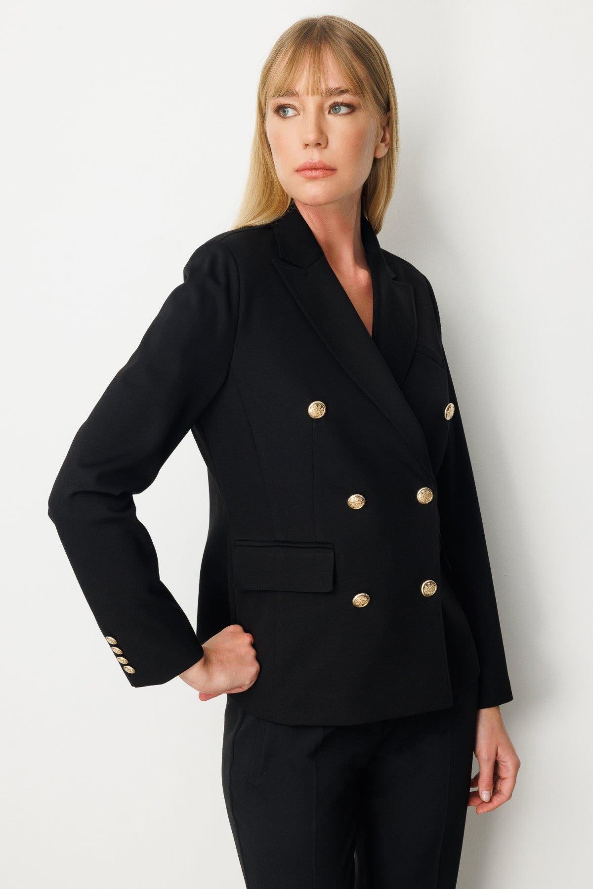 Kruvaze Yaka Kapak Cepli Ceket