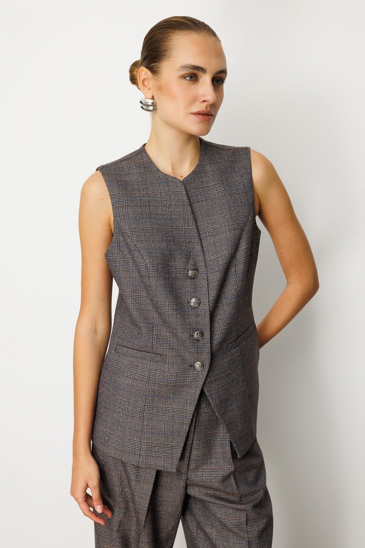 Ekoseli Fleto Cepli Yelek