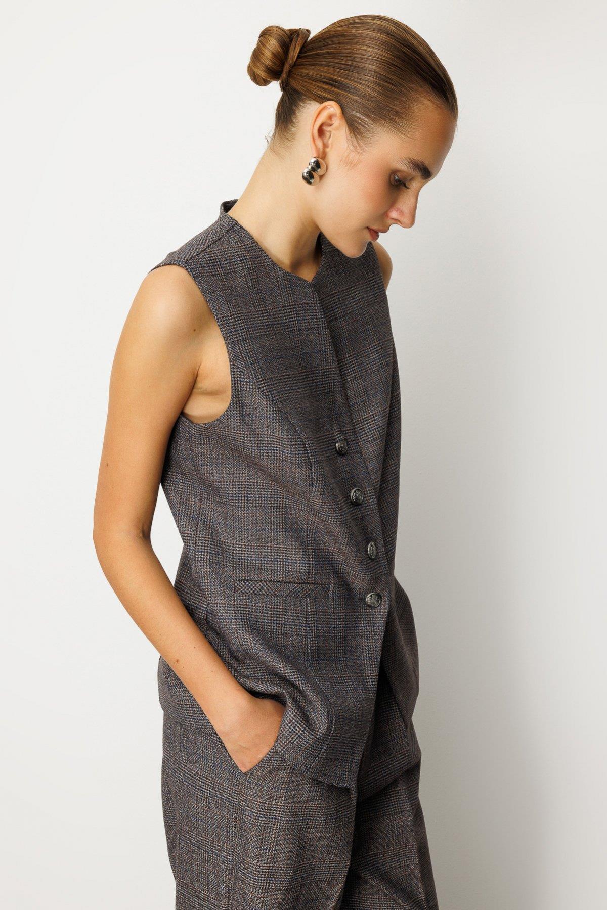 Ekoseli Fleto Cepli Yelek