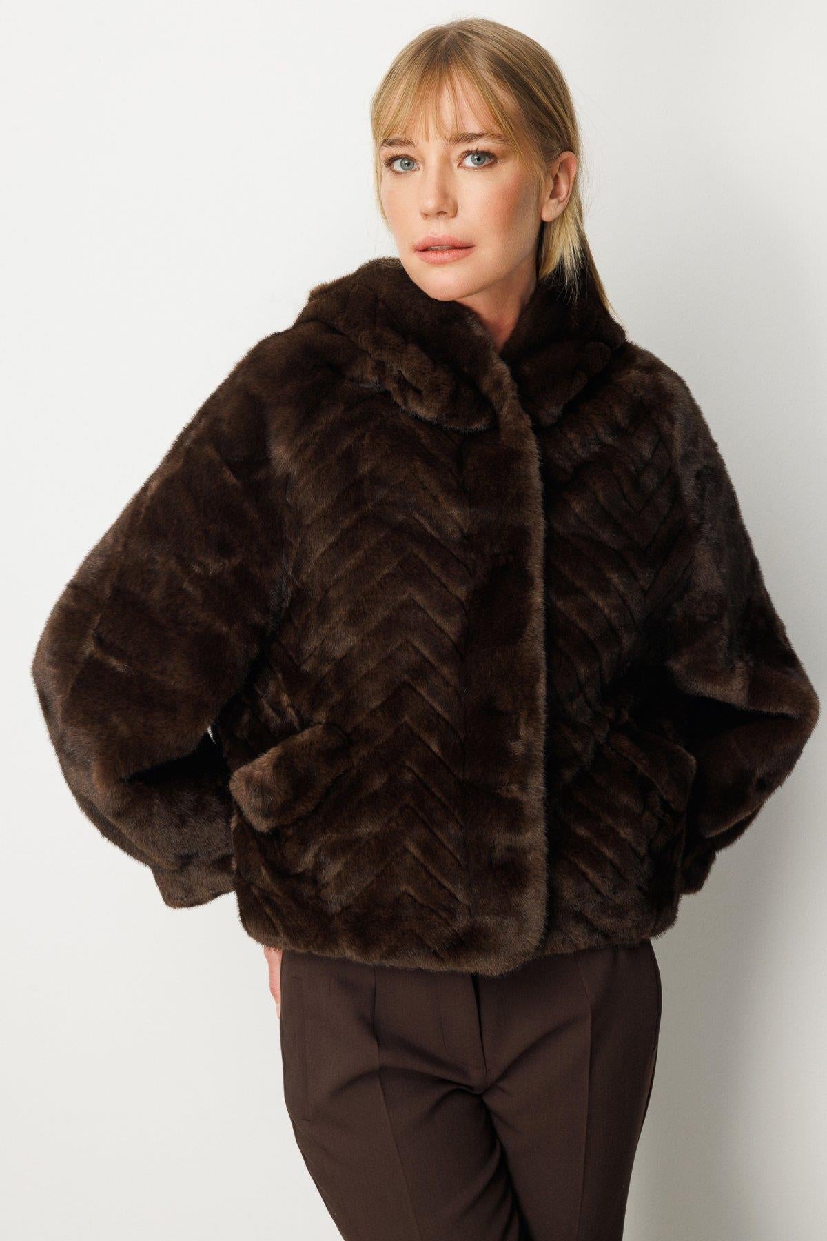 Kapüşonlu Peluş Mont
