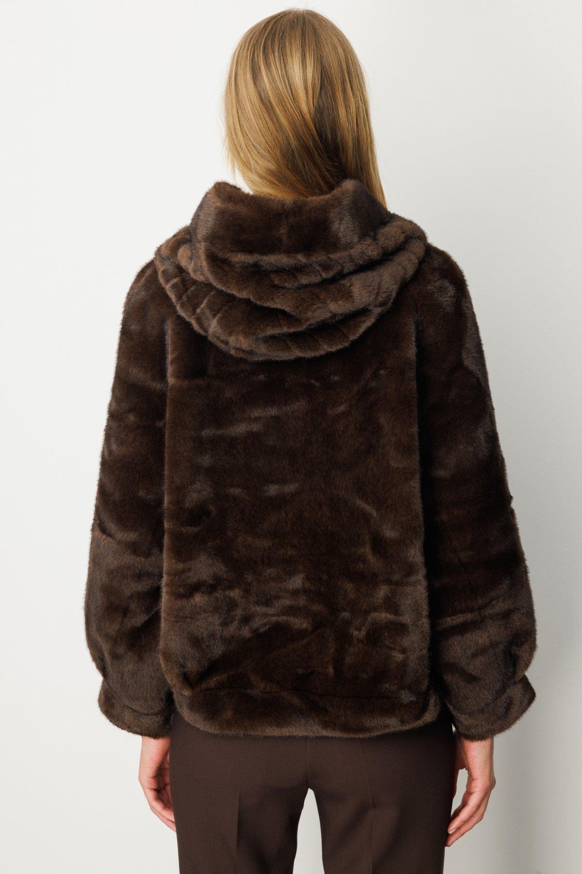 Kapüşonlu Peluş Mont