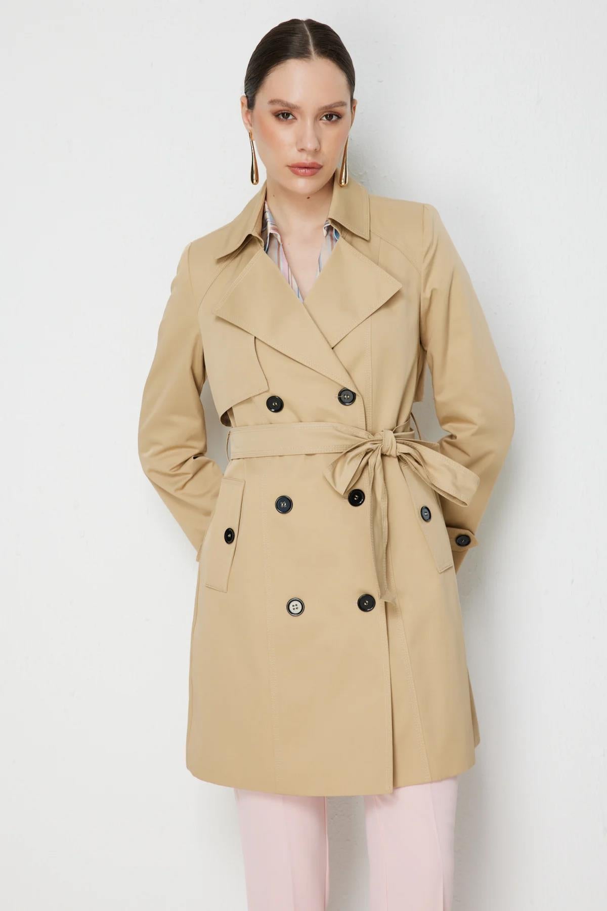 Epaulette Belted Trench Coat