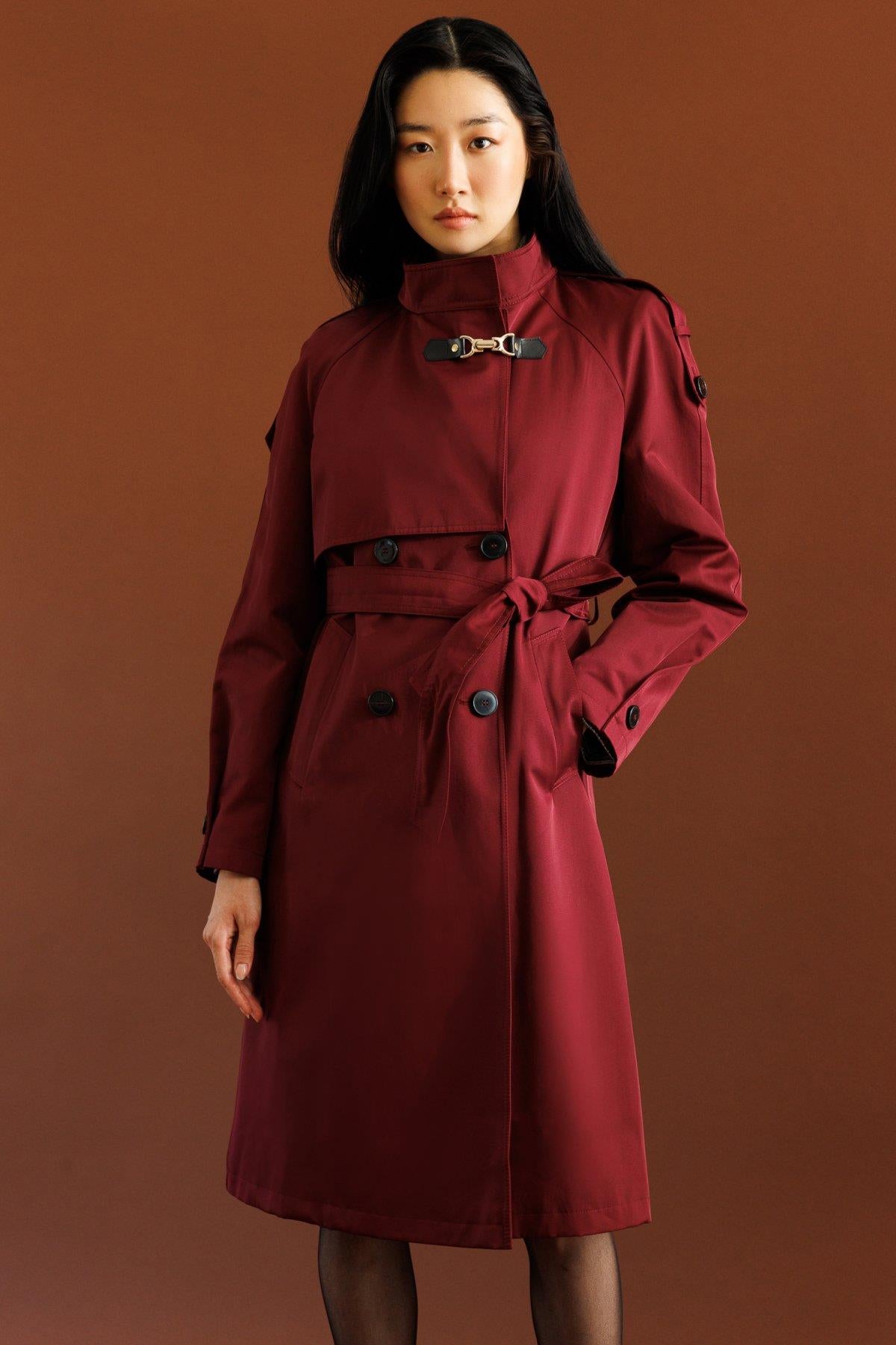 Stand Collar Belted Trench Coat
