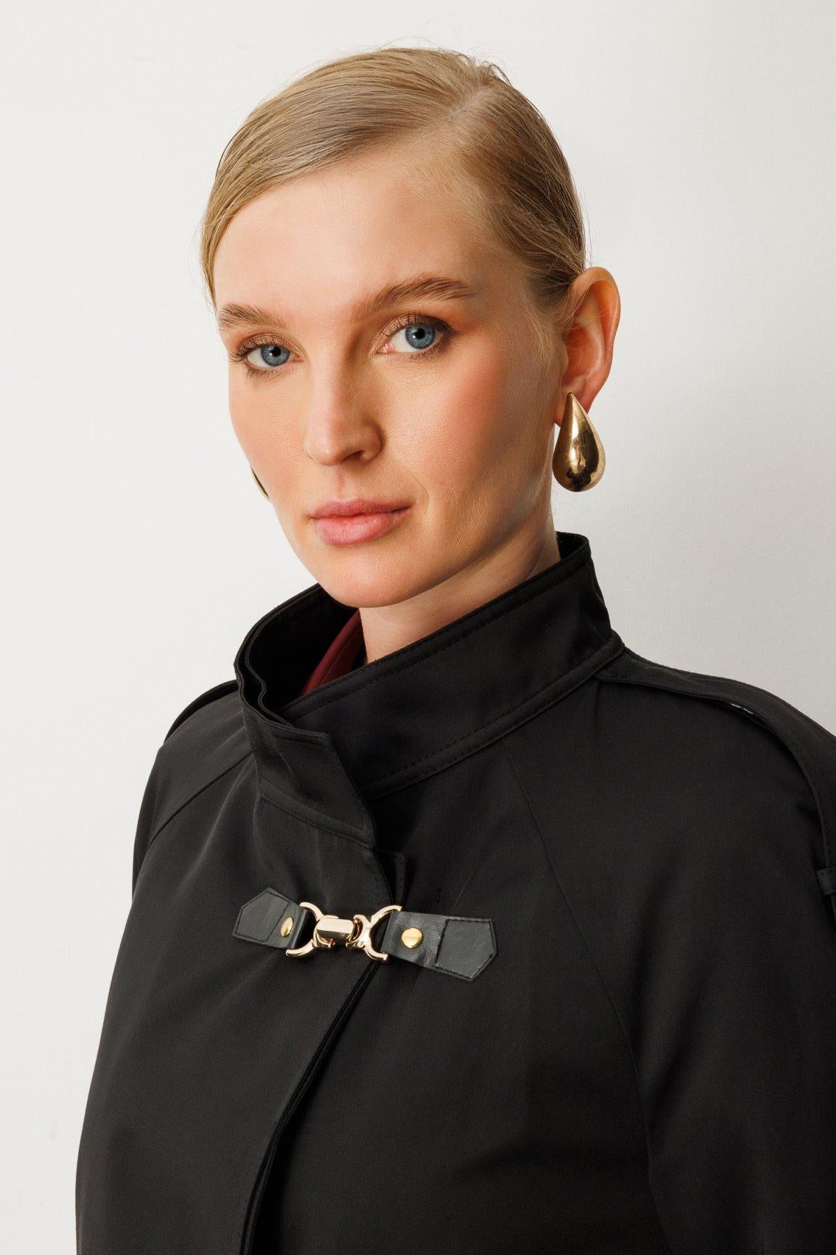 Stand Collar Belted Trench Coat