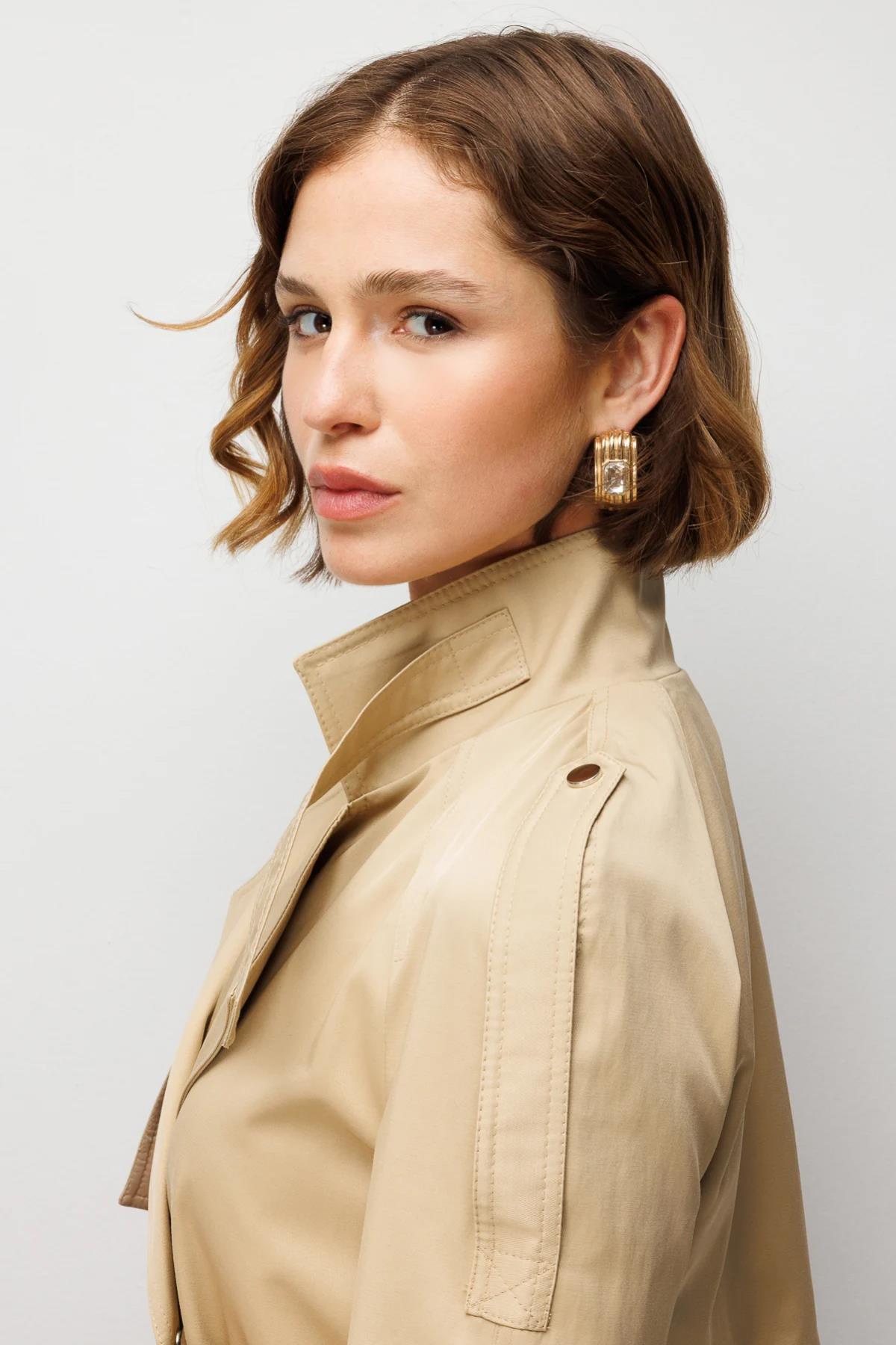 Trench Coat with Belted Waist and Epaulets