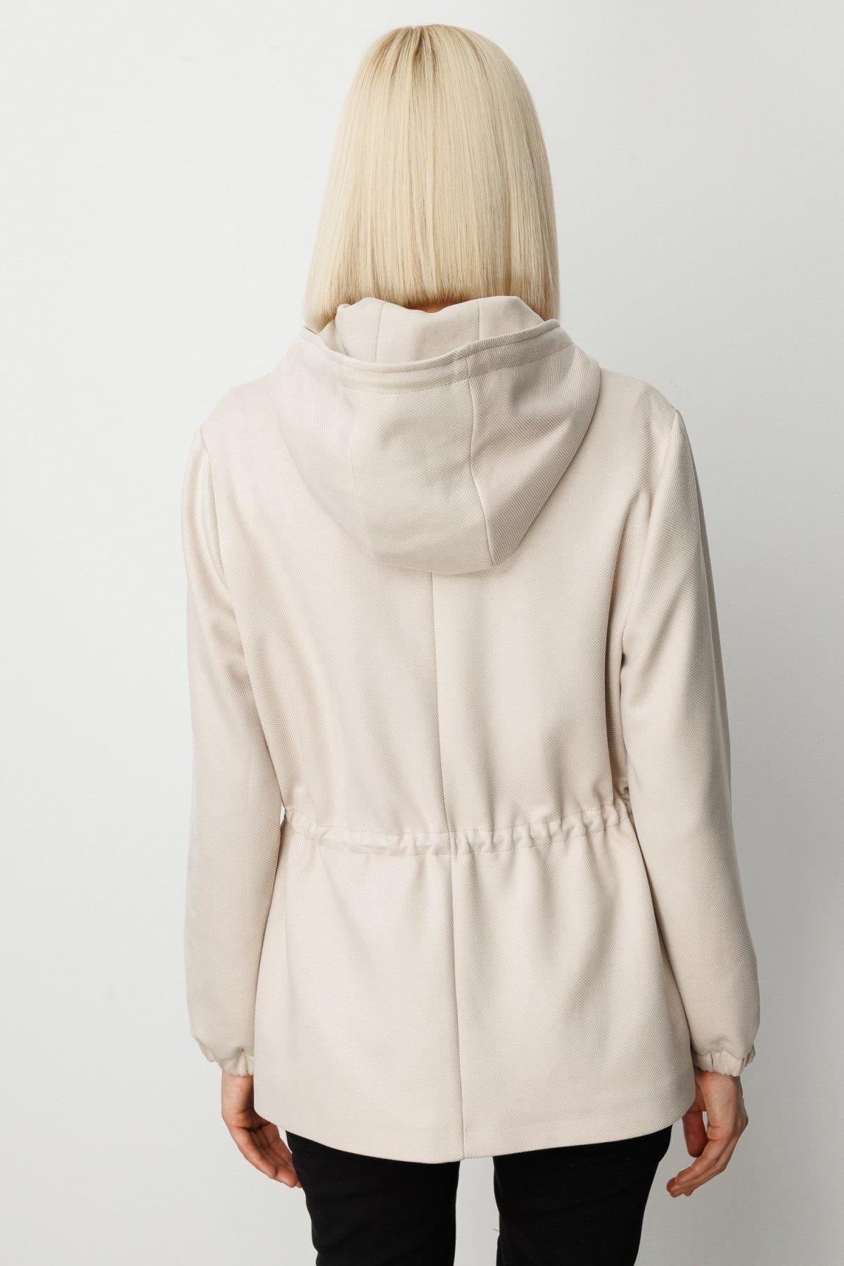 Hooded Short Coat with Flap Pocket
