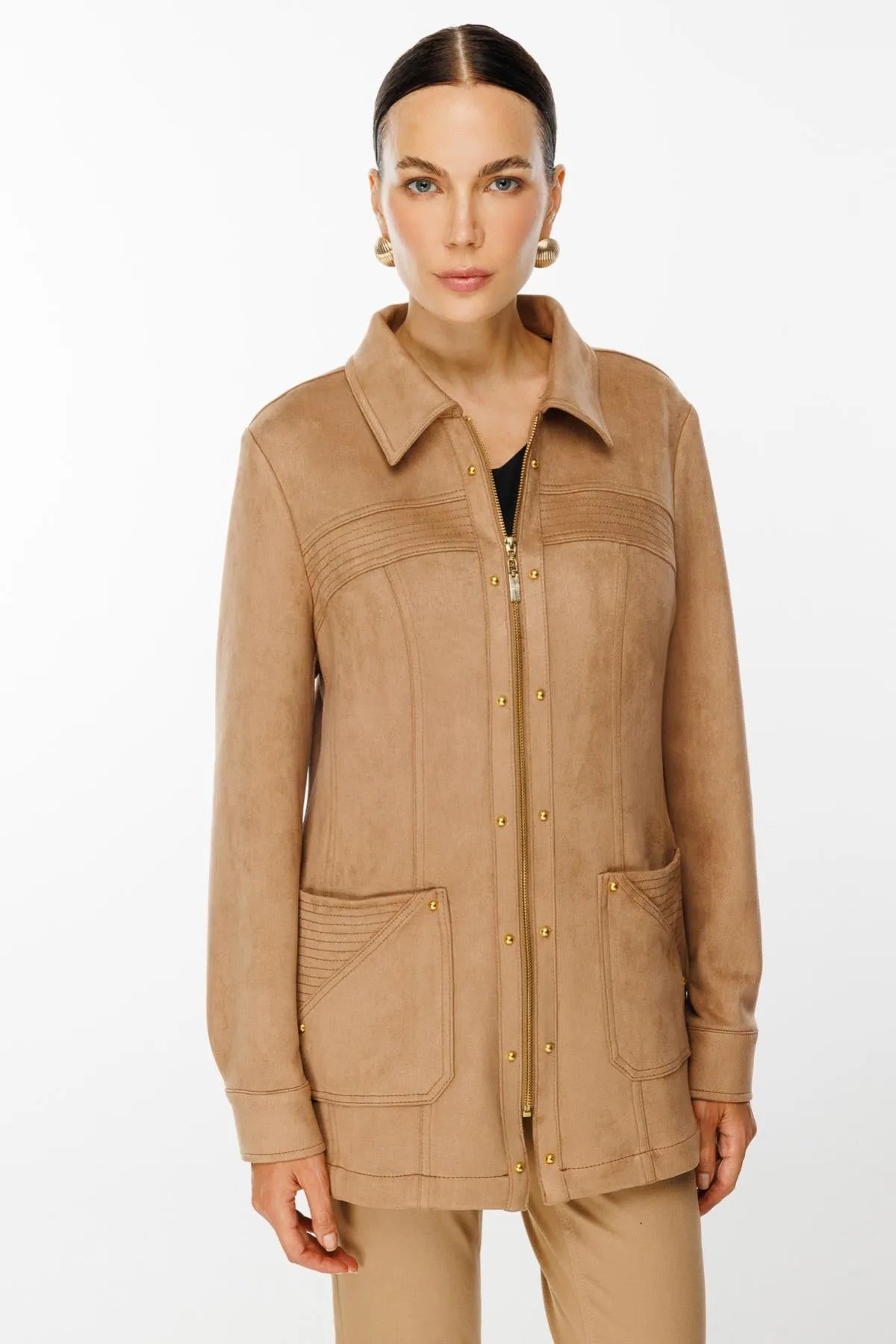 Zippered Edge Beaded Pocket Jacket