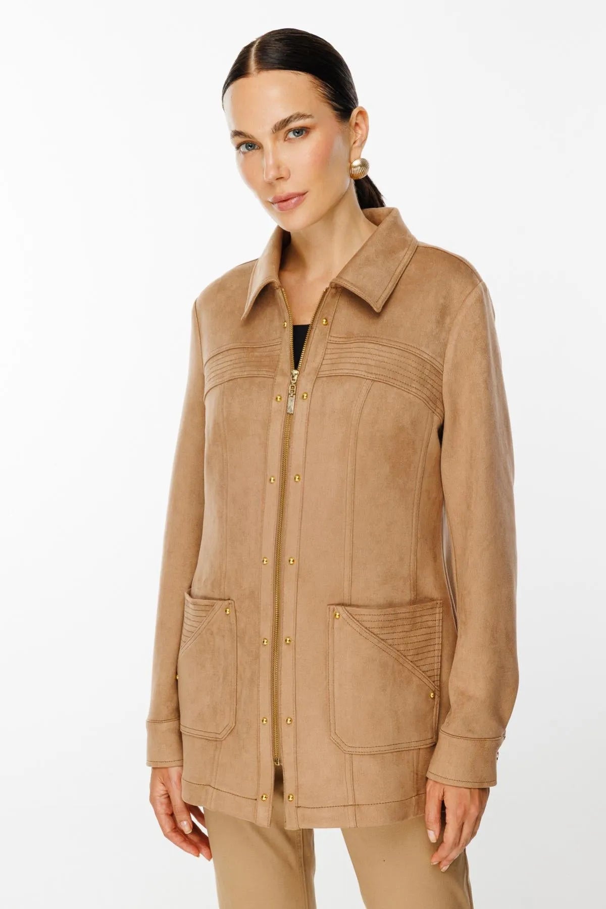 Zippered Edge Beaded Pocket Jacket