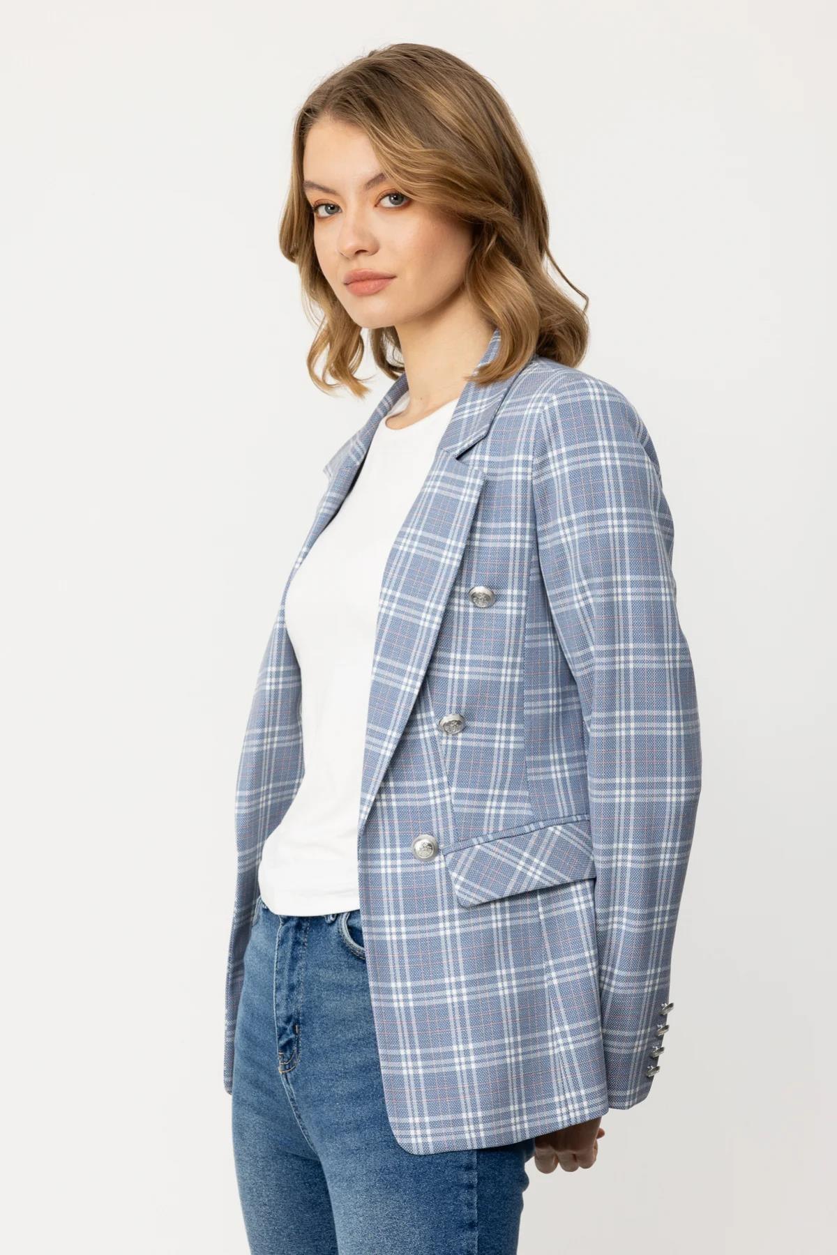 Ekoseli Blazer Kadın Ceket - Eser Giyim