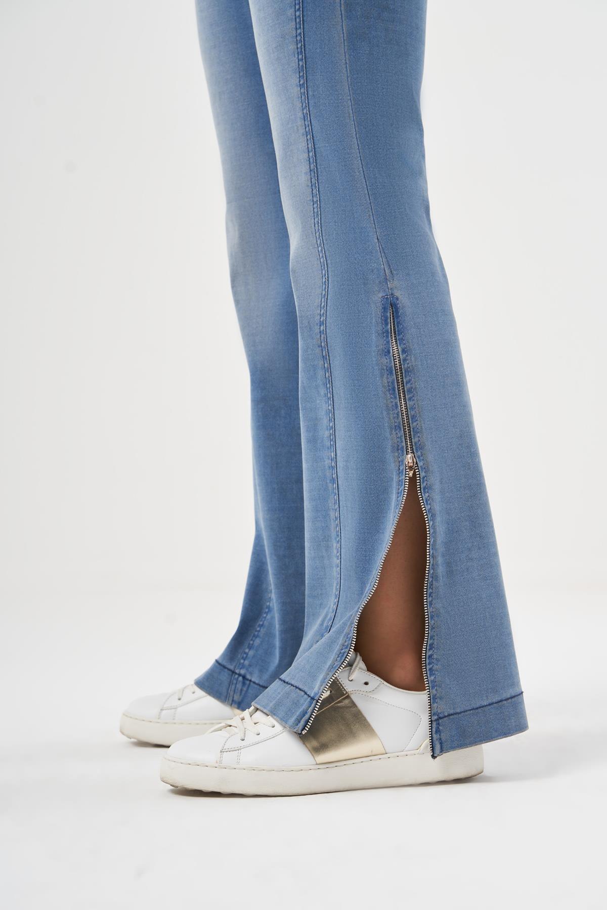 Fermuarlı Bol Paça Kadın Kot Pantolon - Eser Giyim