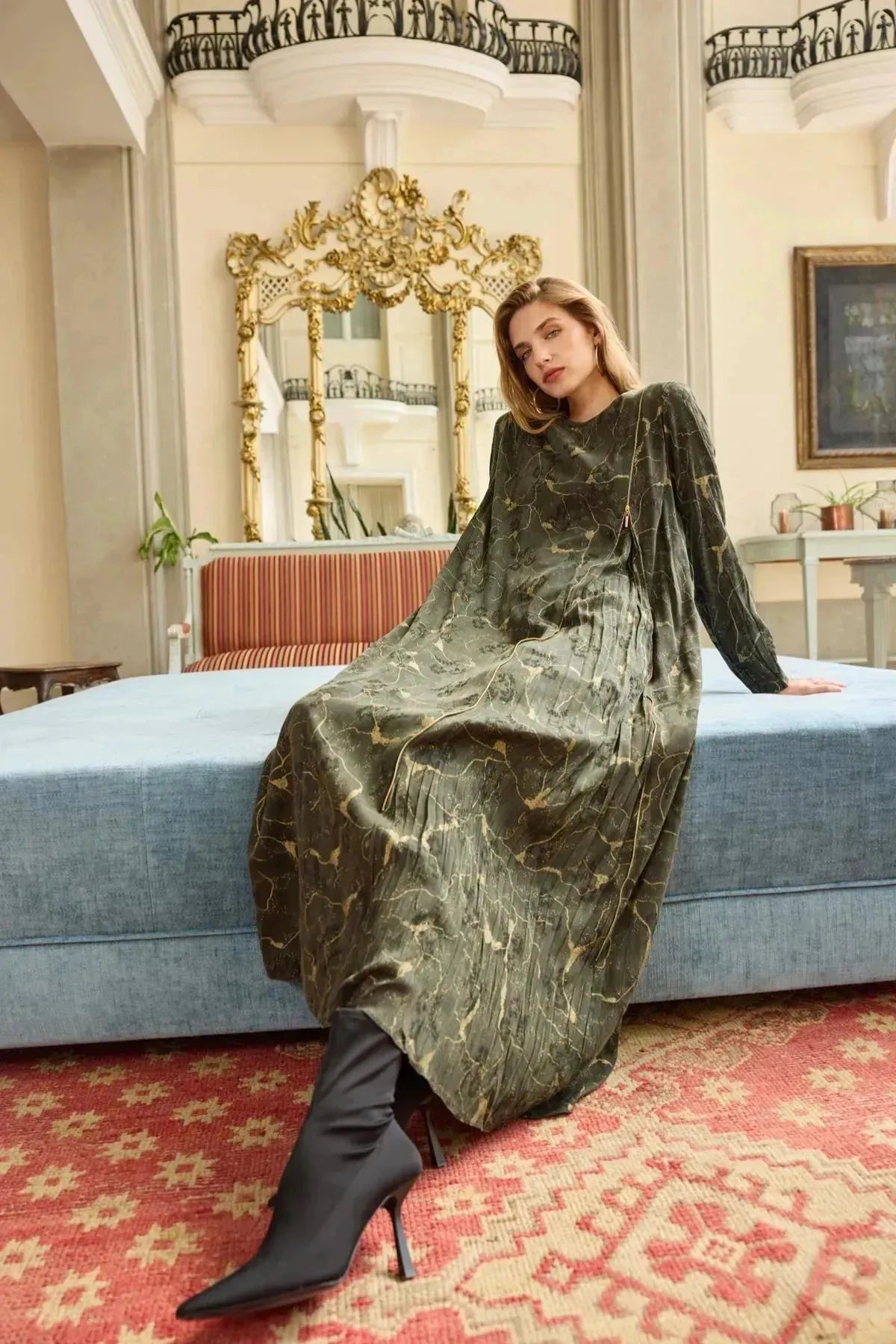 Zippered Jacquard Cupro Dress